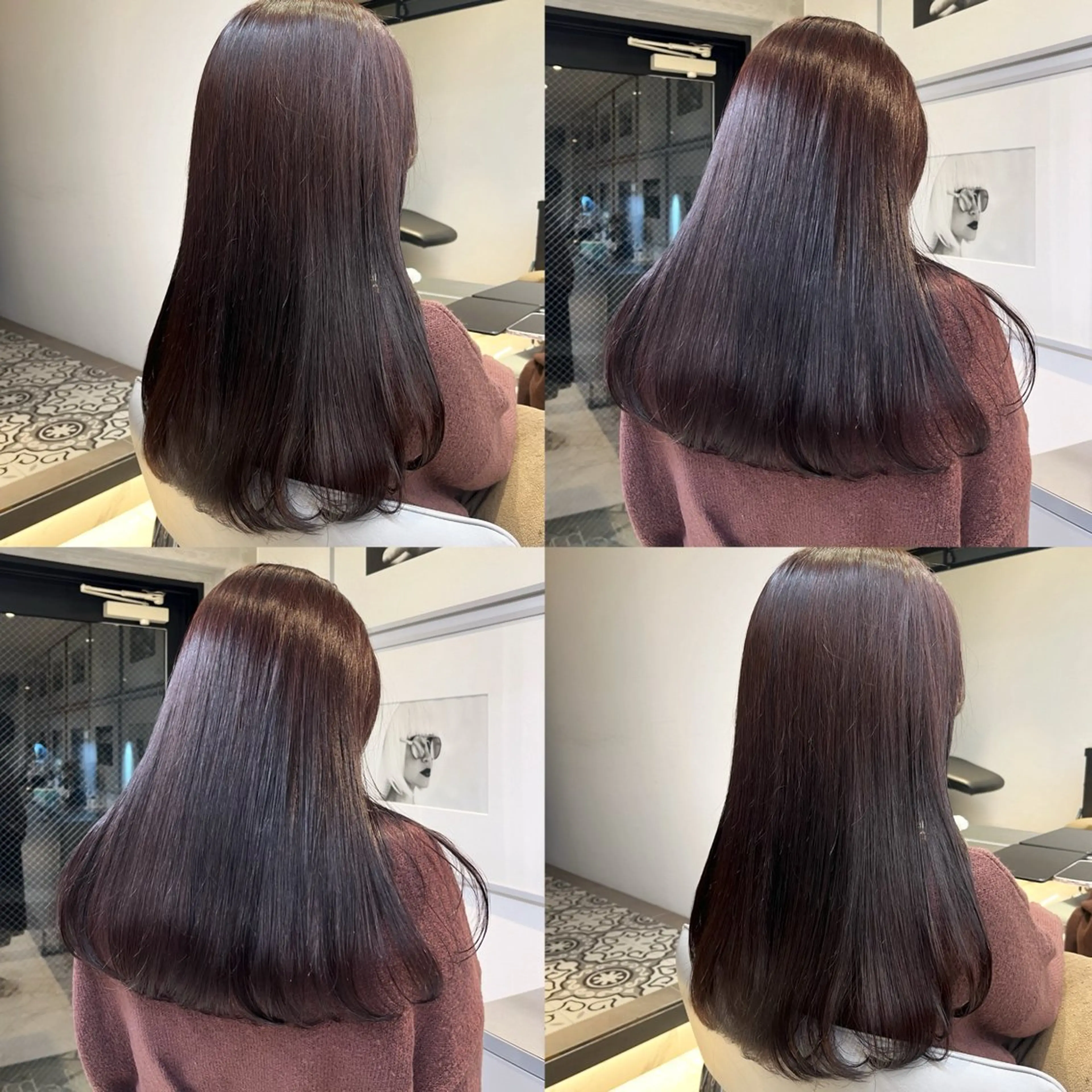 ロング カラー ボルドーカラー ブラウンカラー カシス ピンクカラー ピンクブラウン トリートメント カジュアルを女っぽく 𝗮𝘆𝗮𝗰𝗼のヘアスタイル