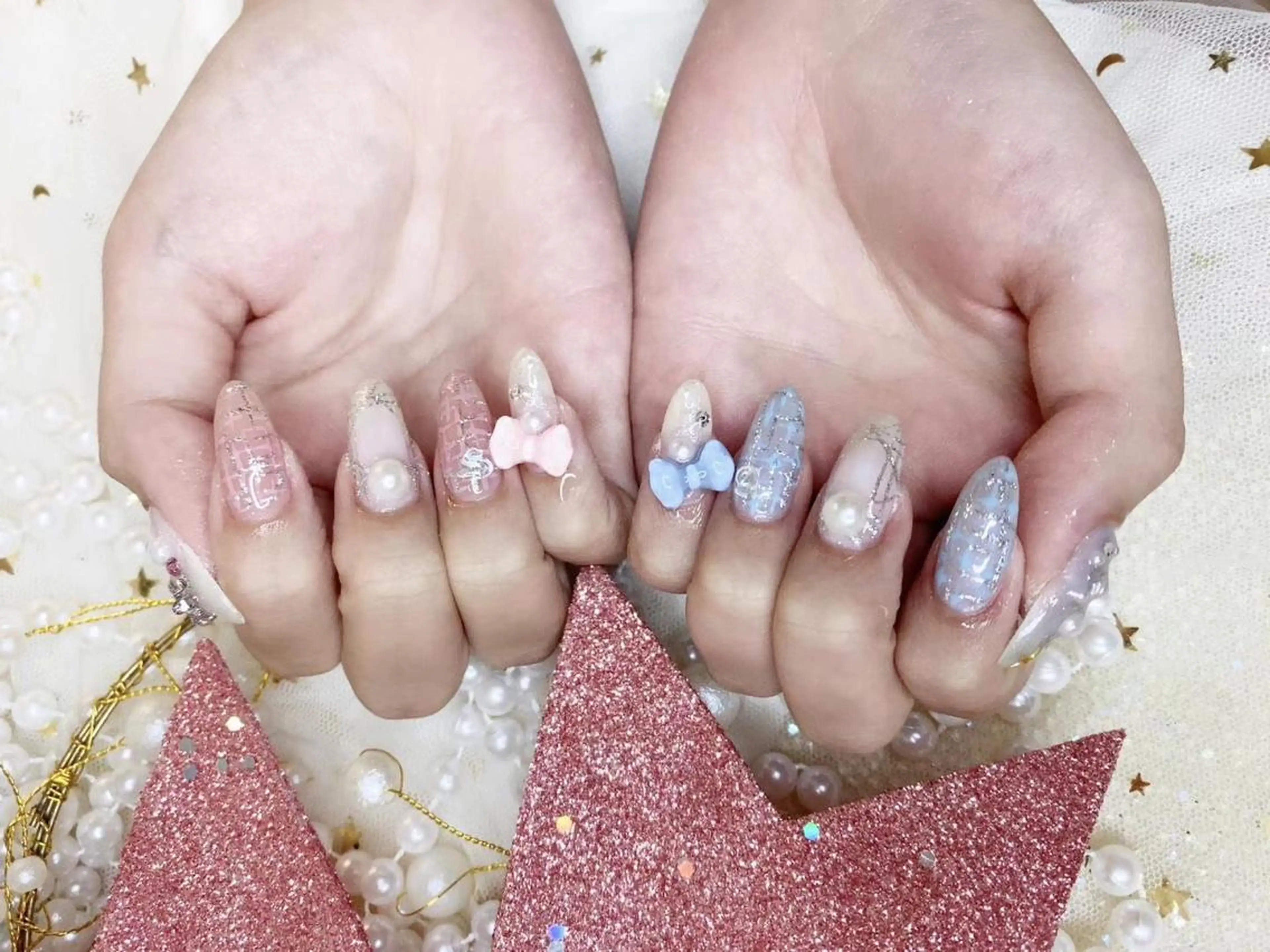 ネイル リボン ツイードネイル babarla Nailのネイルデザイン