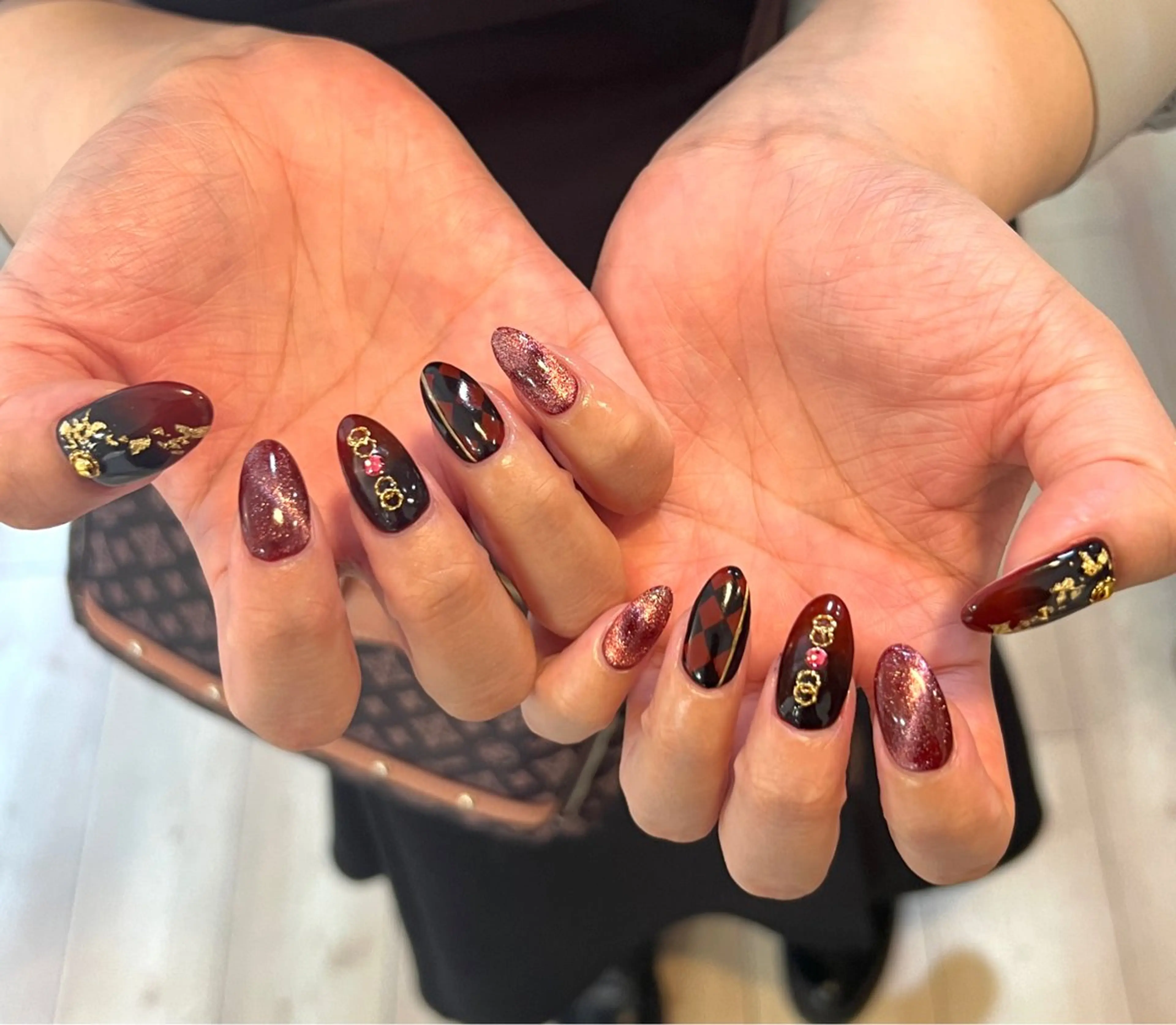 ネイル 持ち込み 赤色 いちじゅう あおいのネイルデザイン