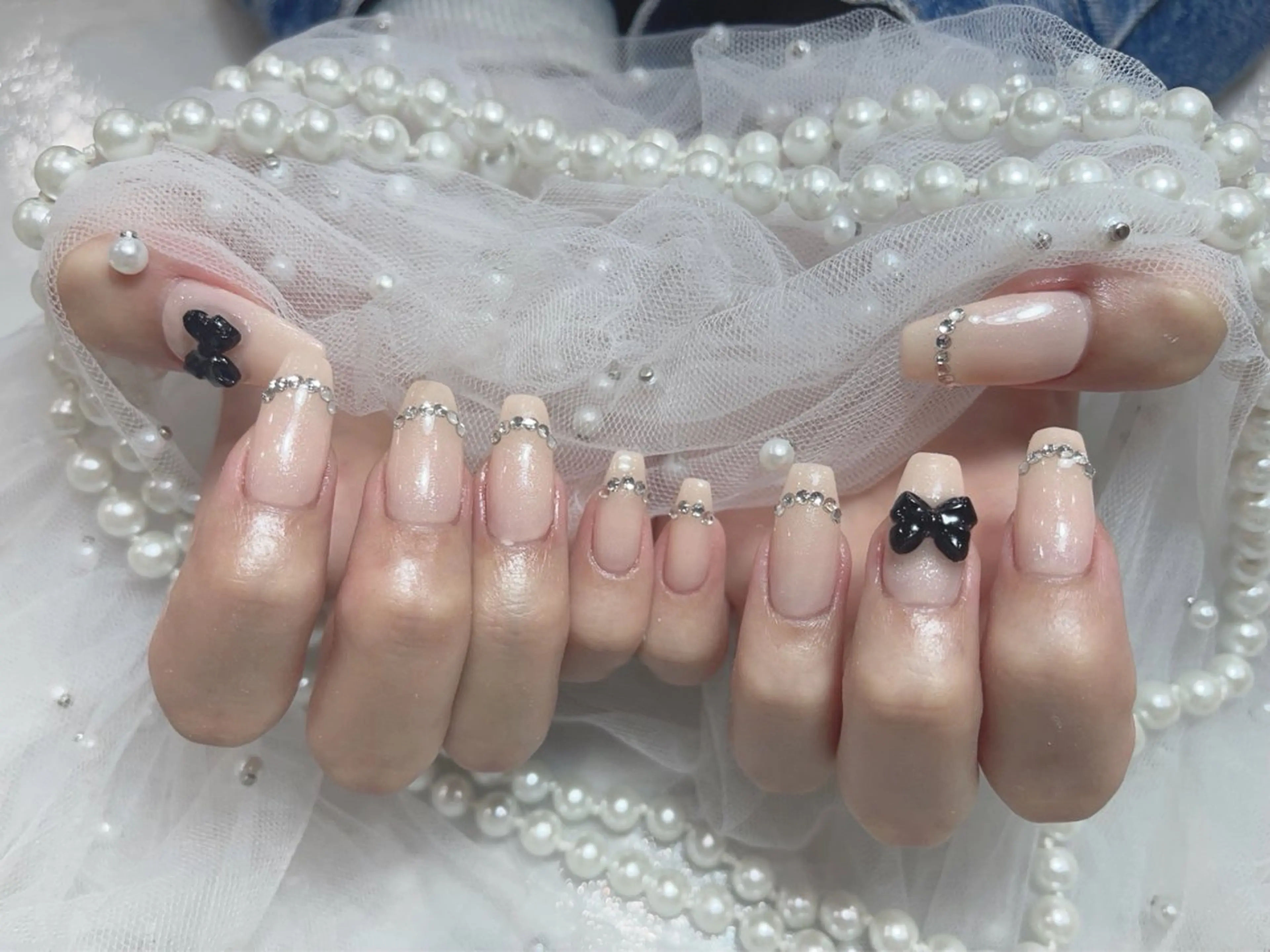 ネイル アートネイル フラッシュネイル フレンチネイル ガラスフレンチ グラデーション M2beauty Renaのネイルデザイン