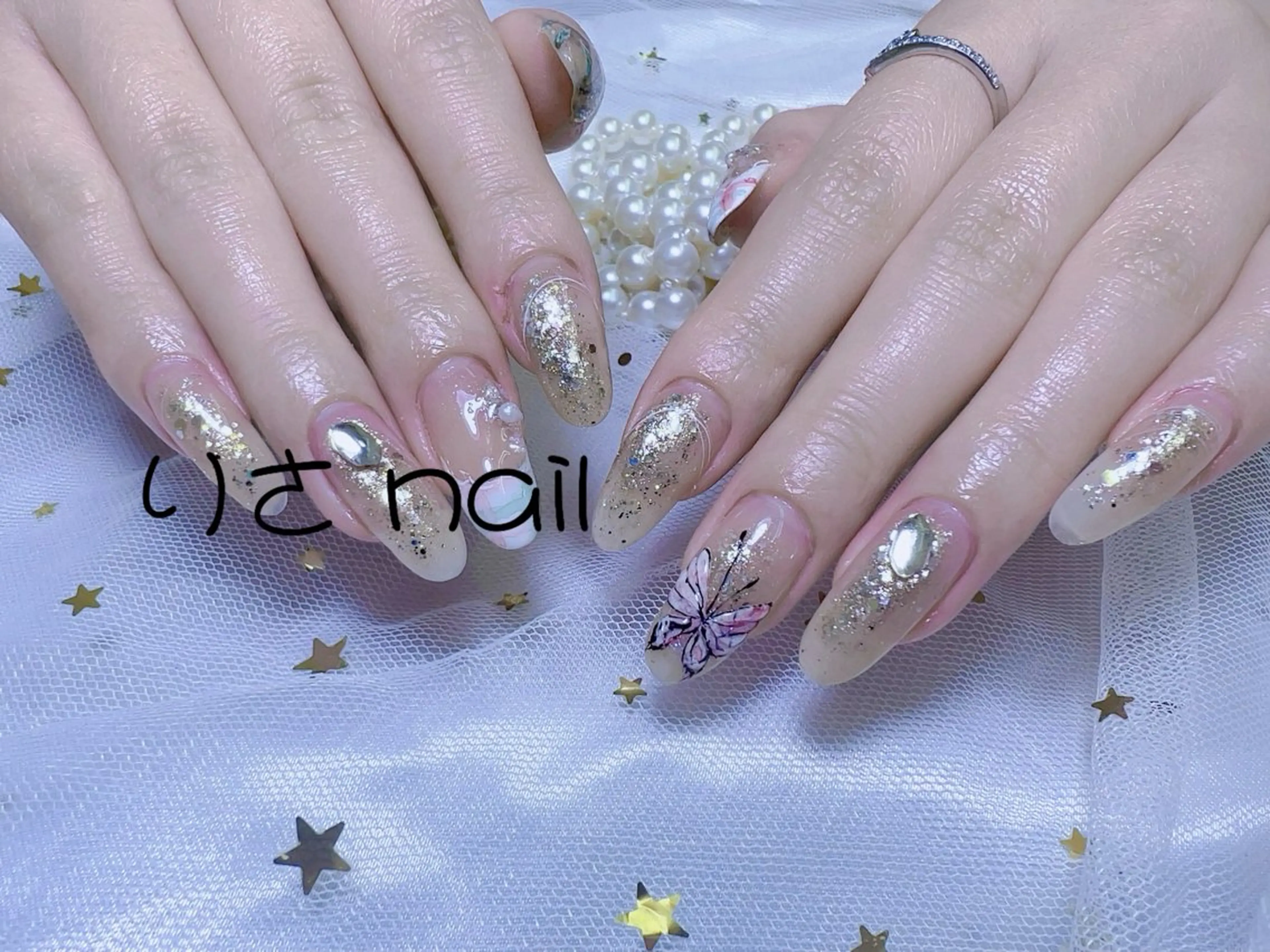 ネイル アートネイル べっ甲ネイル チークネイル 長さ出し フットネイル リ サのネイルデザイン