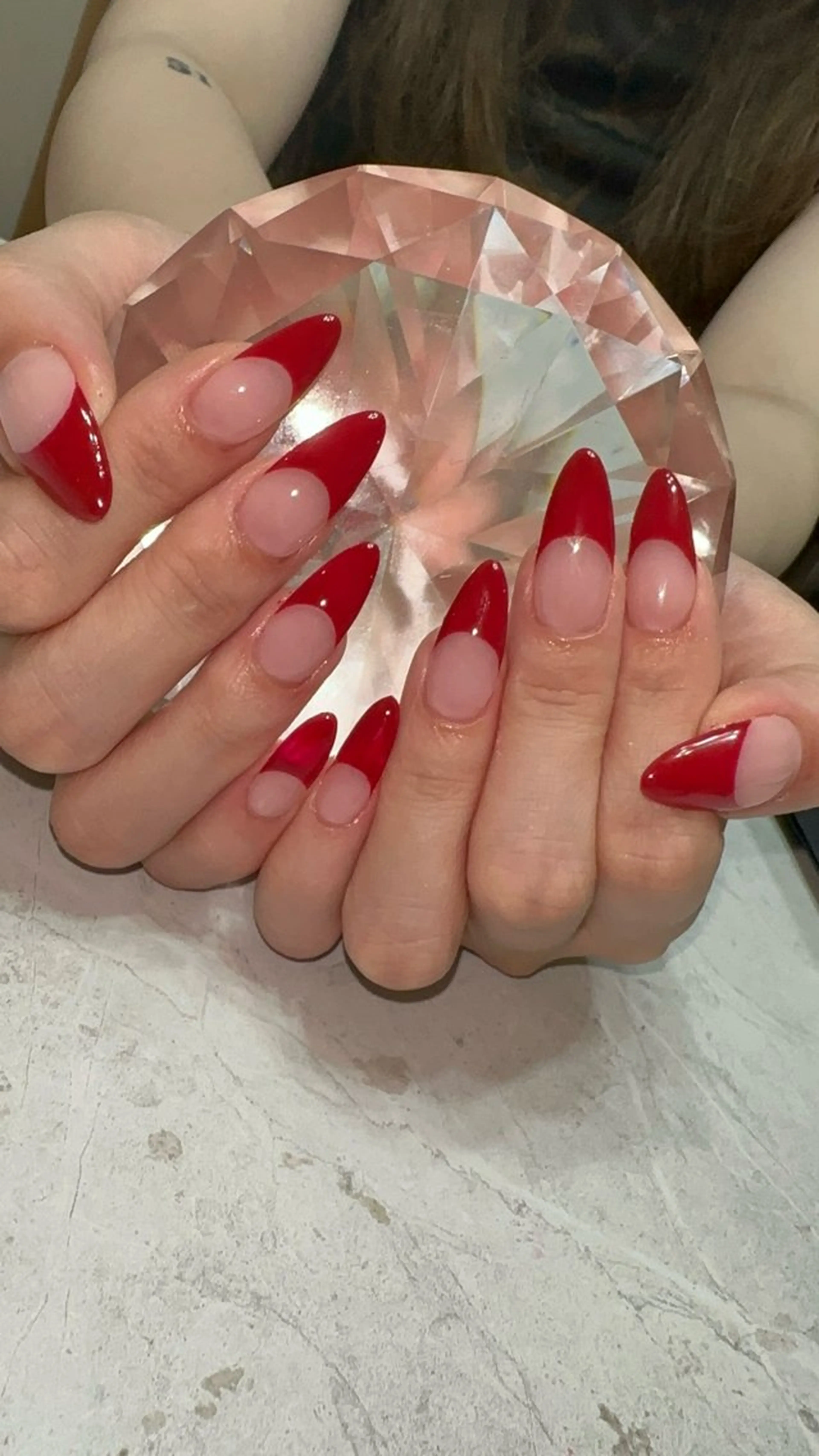 ネイル フレンチネイル 赤色 ハンドネイル with nail.のネイルデザイン
