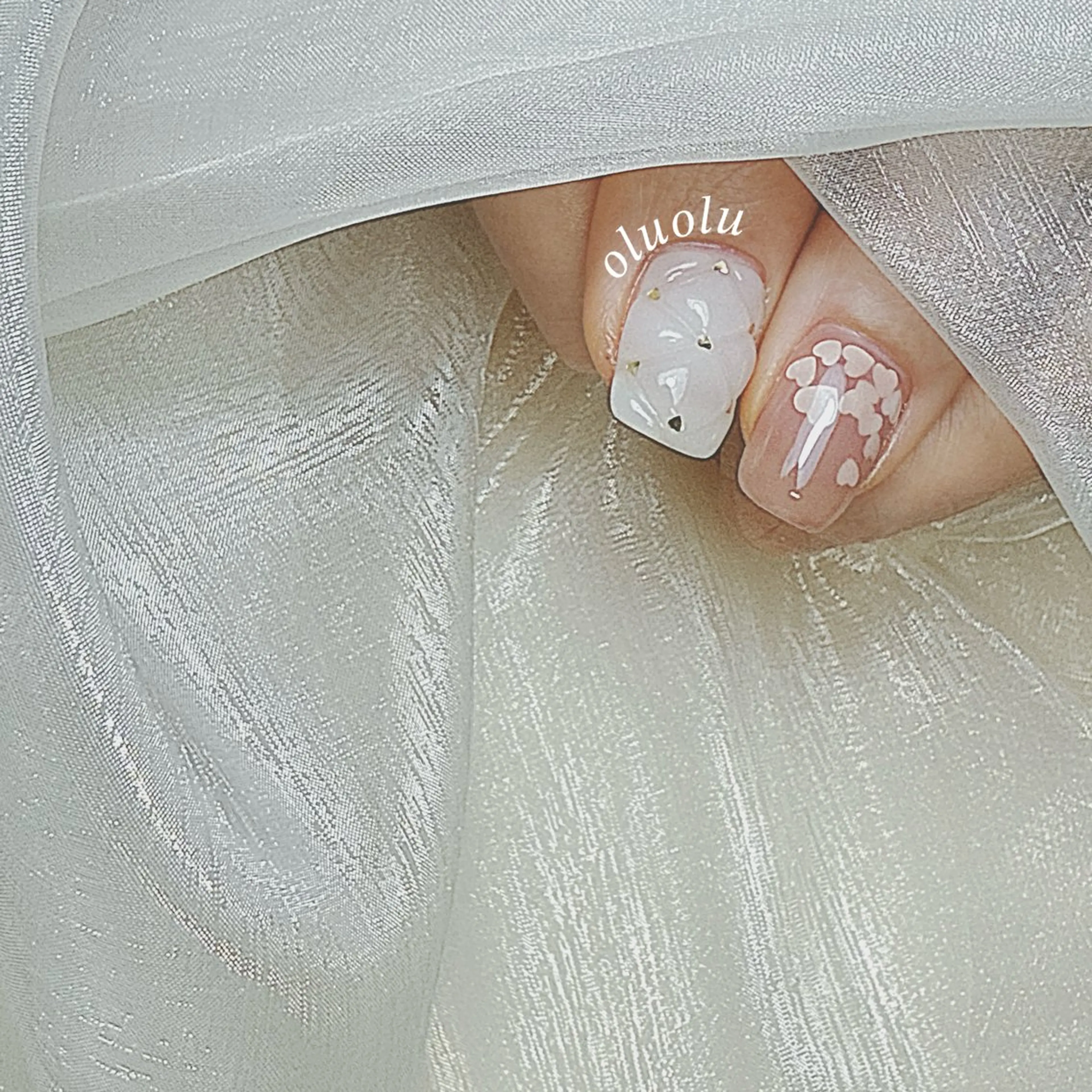 ネイル アートネイル ガーリー ハート ハンドネイル 大村 紬華のネイルデザイン