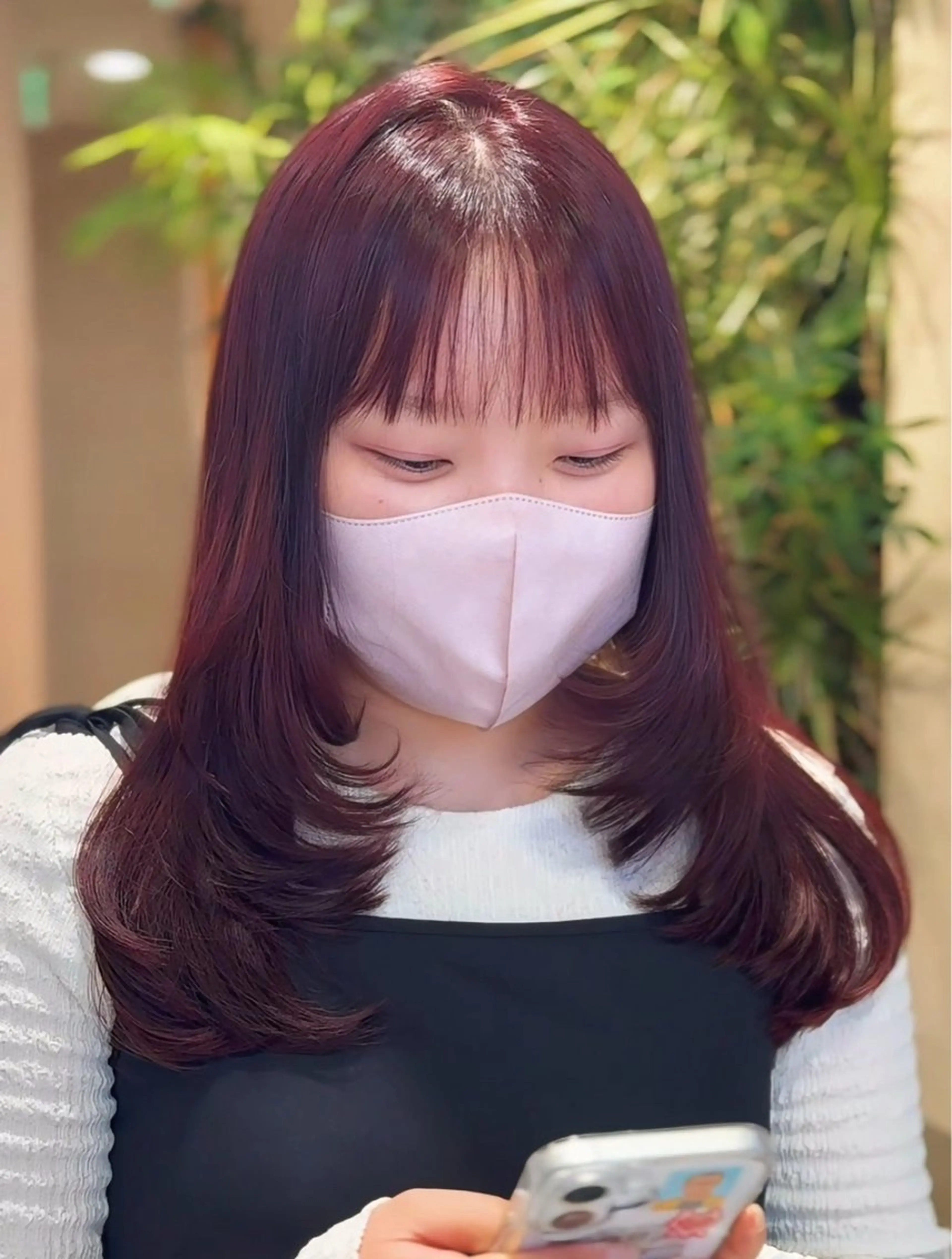 ロング カラー ブラウンカラー ピンクカラー ピンクブラウン 顔まわりレイヤー レイヤーカット 暖色/レイヤーカット /艶髪/髪質改善/のマツエク・マツパデザイン