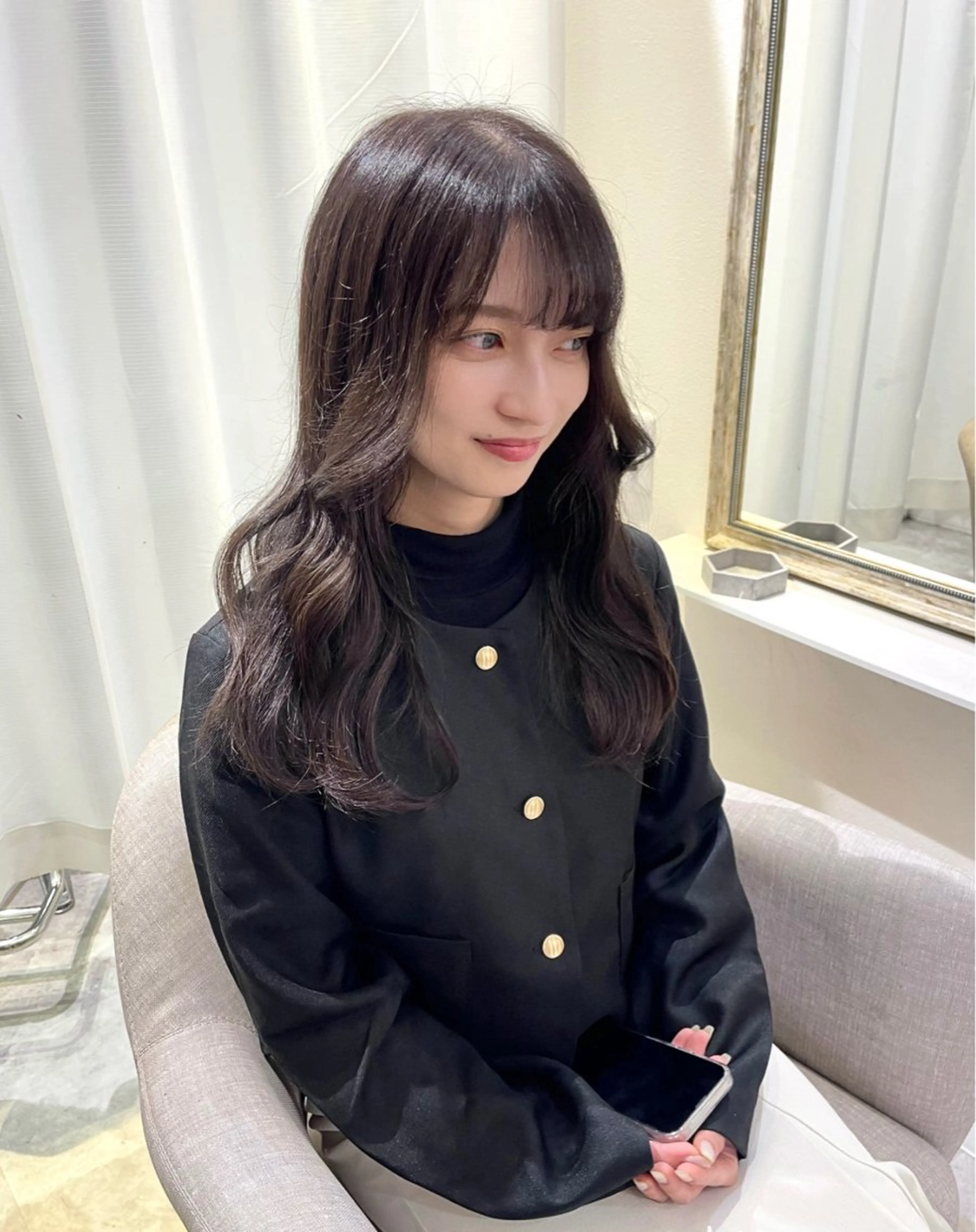 ロング カラー アッシュ カット 縮毛矯正 盛れる顔まわり✨🎀 レイヤー別所好葉のヘアスタイル