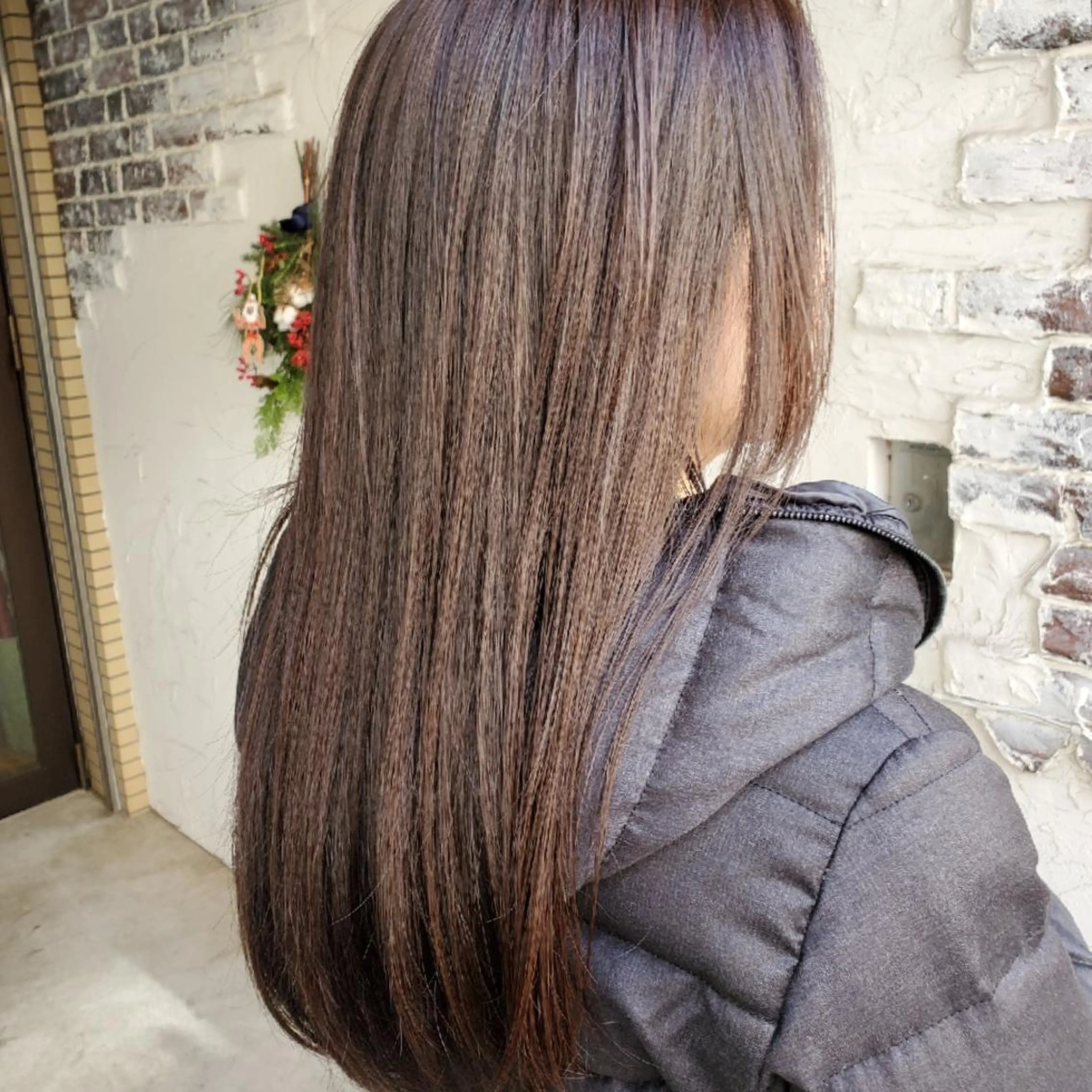 ロング カラー カット ヘアカラー トリートメント 韓国レイヤー柔らかい 地毛風縮毛矯正／マツのヘアスタイル