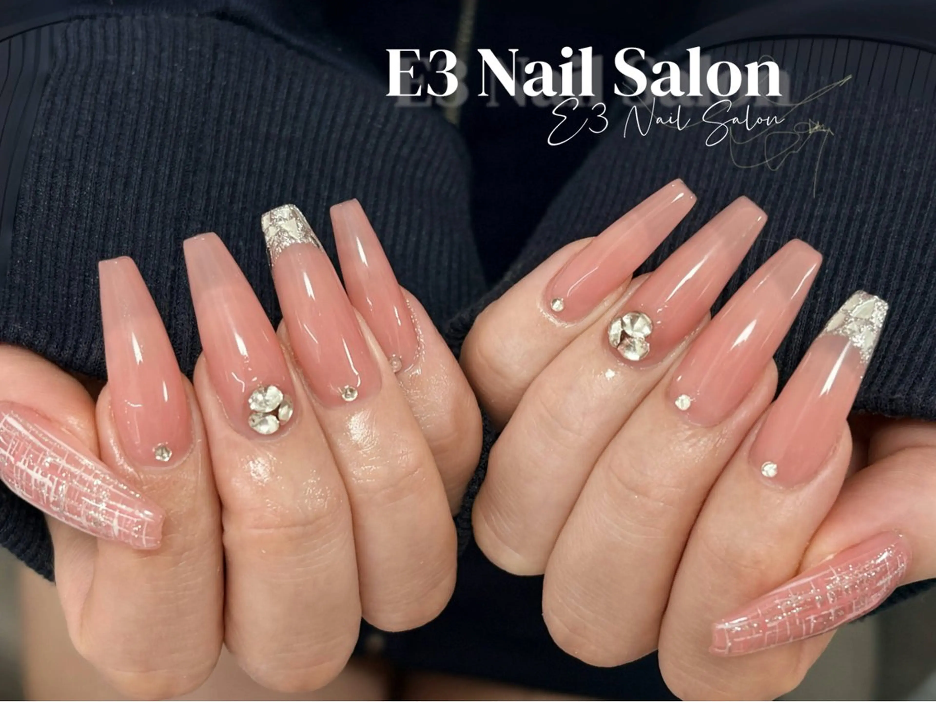 ネイル 桜ネイル フレンチネイル ジェルネイル ガラスフレンチ グラデーション ハンドネイル E3 Nail Salonのネイルデザイン
