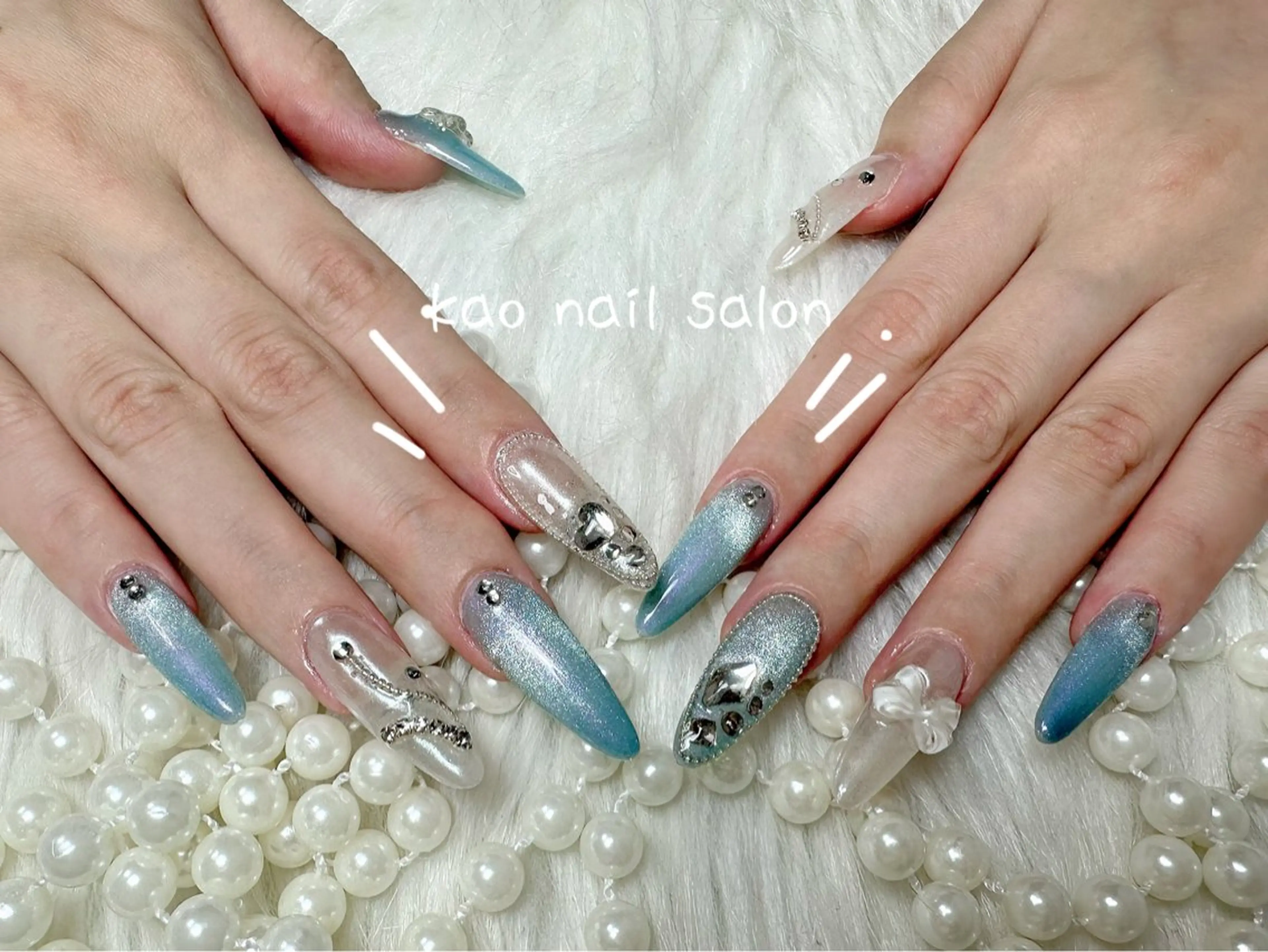 ネイル チークネイル 長さ出し フレンチネイル ジェルネイル ガラスフレンチ kao nail マグネット/長さだしのネイルデザイン