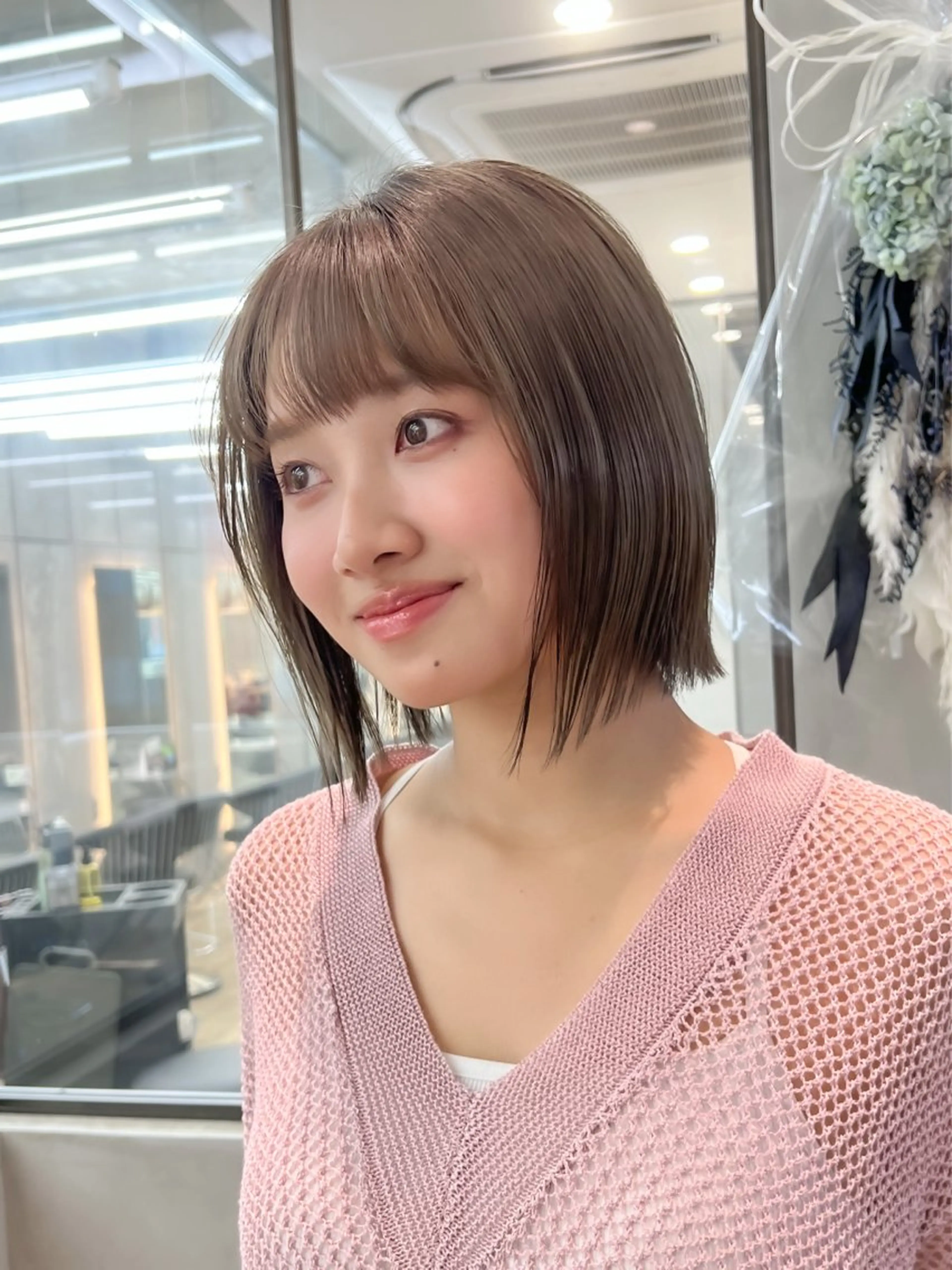 ミディアム カット ヘアカラー トリートメント ボブ/縮毛矯正 髪質改善/もえるのヘアスタイル