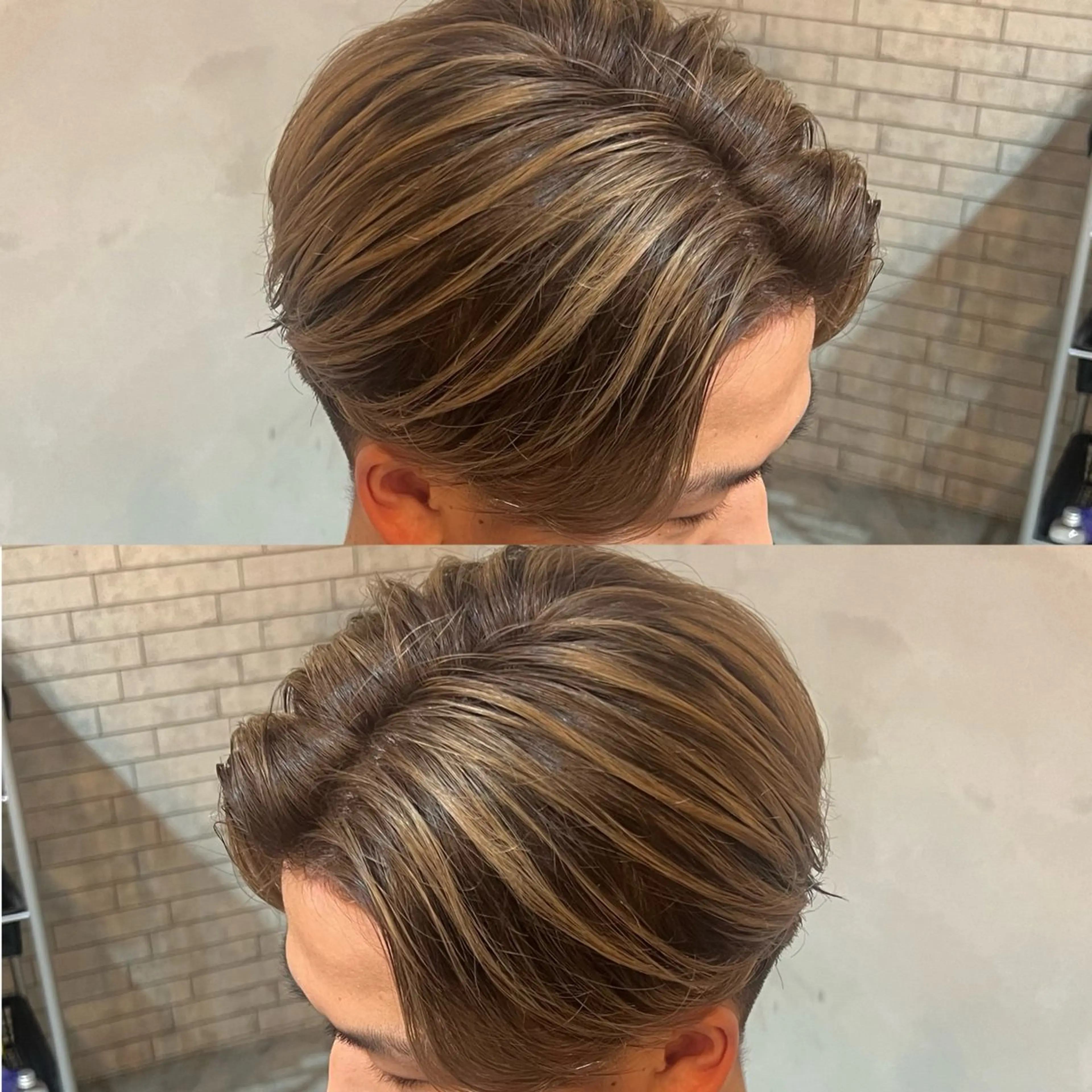 ミディアム カラー メンズ ヘアカラー センターパート職人 店長/TSUBASAのヘアスタイル