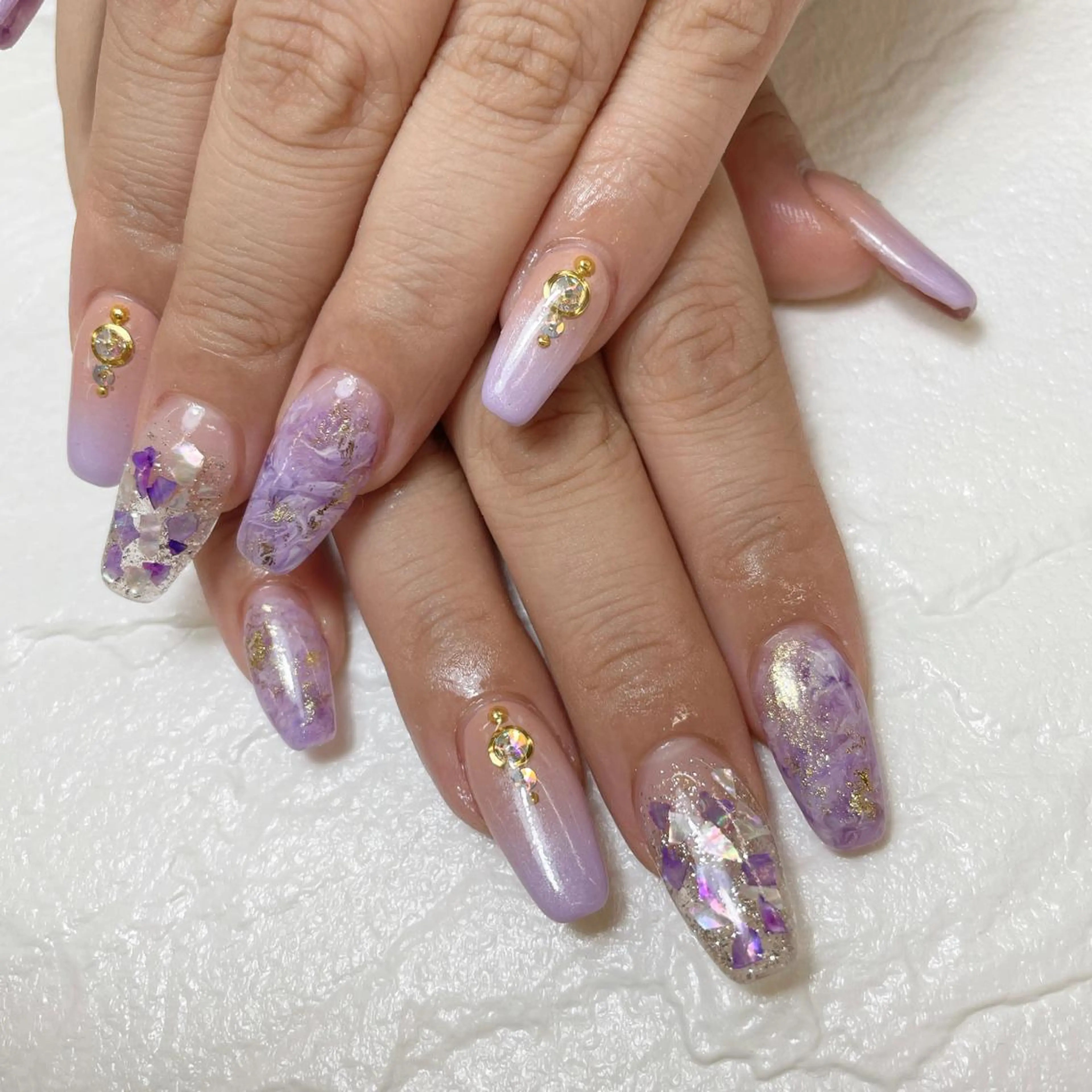 ネイル グラデーション 持ち込み パープル スカルプネイル MINORI Nail&Waxのネイルデザイン