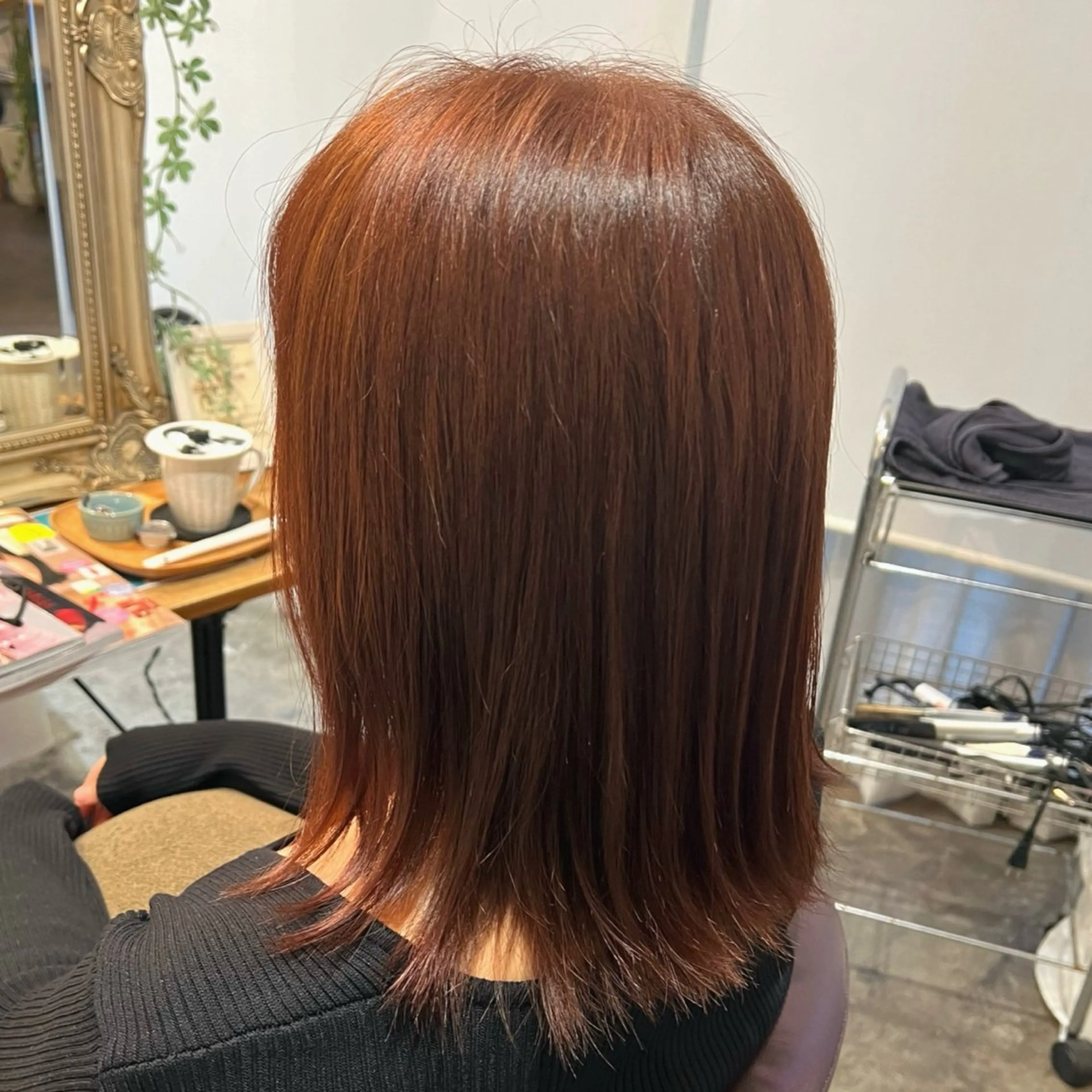 ミディアム カラー ブリーチ ブラウンカラー ブリーチなしカラー オレンジ オレンジブラウン Dia ‎ アキヨシ ミユのヘアスタイル