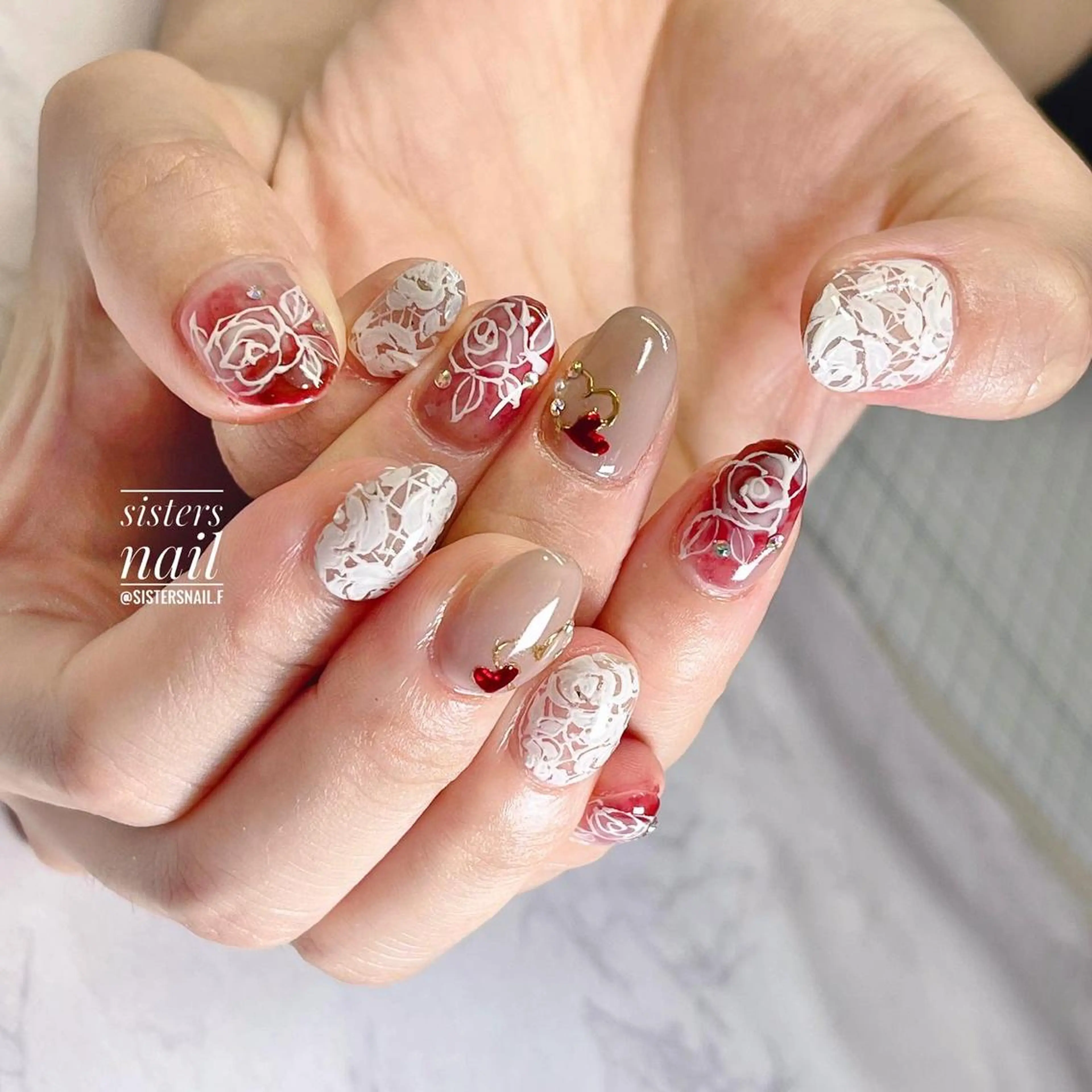 ネイル アートネイル フラワーネイル レース 持ち込み sisters nail.fのネイルデザイン