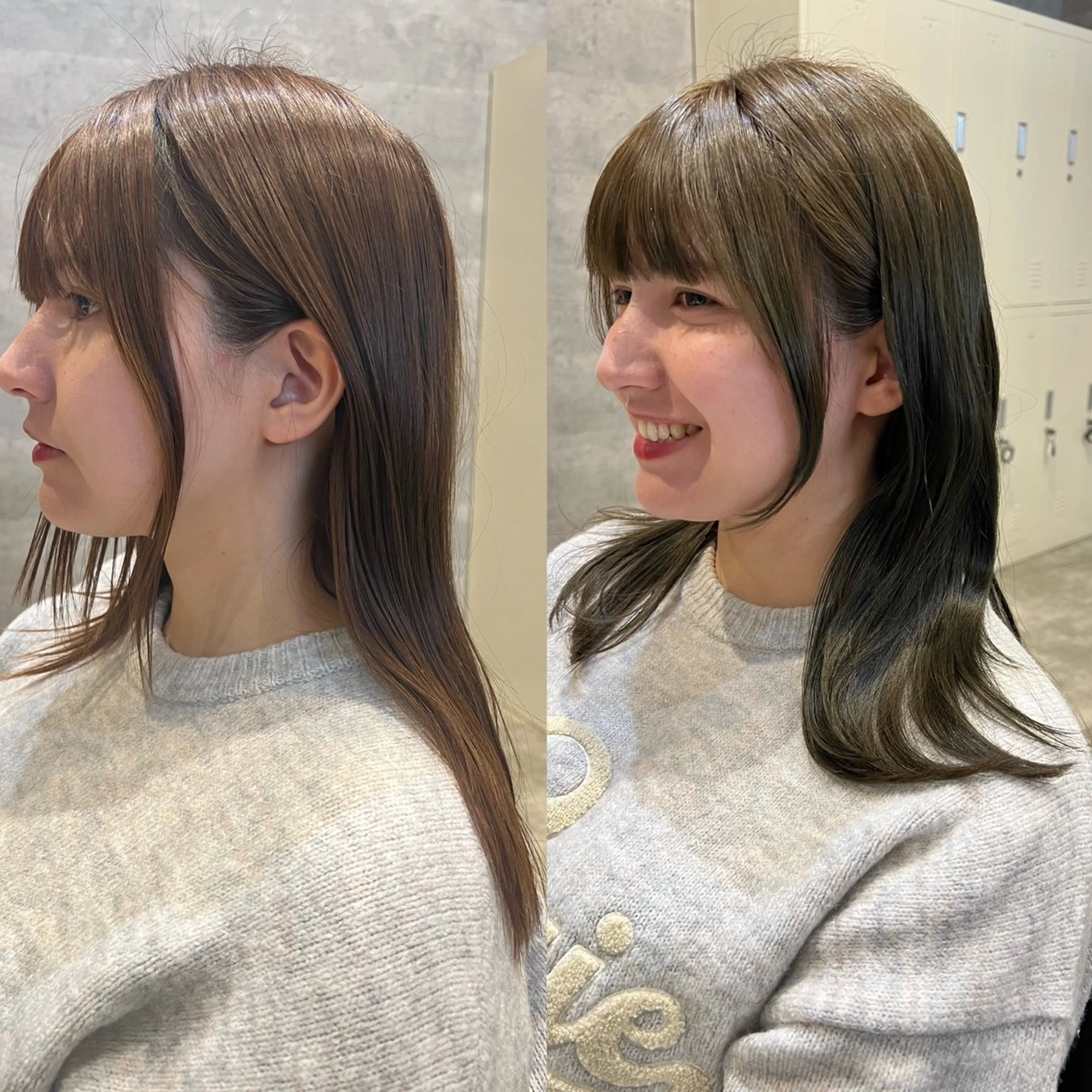ミディアム カラー ヘアアレンジ GO TODAY SHAiRE SALON 心斎橋edel所属・顔まわりカット ベージュのヘアスタイル