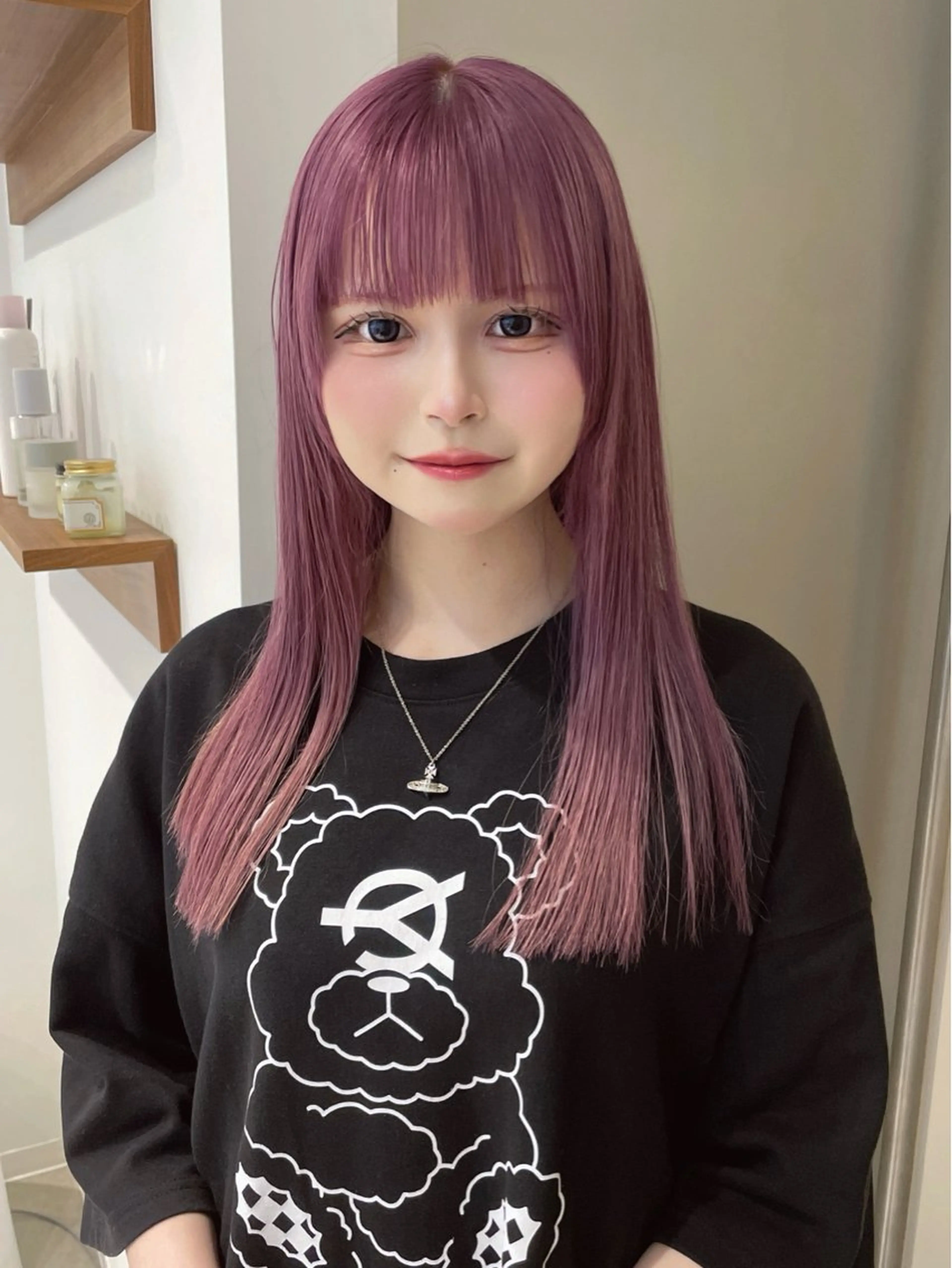 ロング カラー ブリーチ ピンクカラー バイオレットカラー 石川玲菜/ 髪質改善ボブ/メンズのヘアスタイル