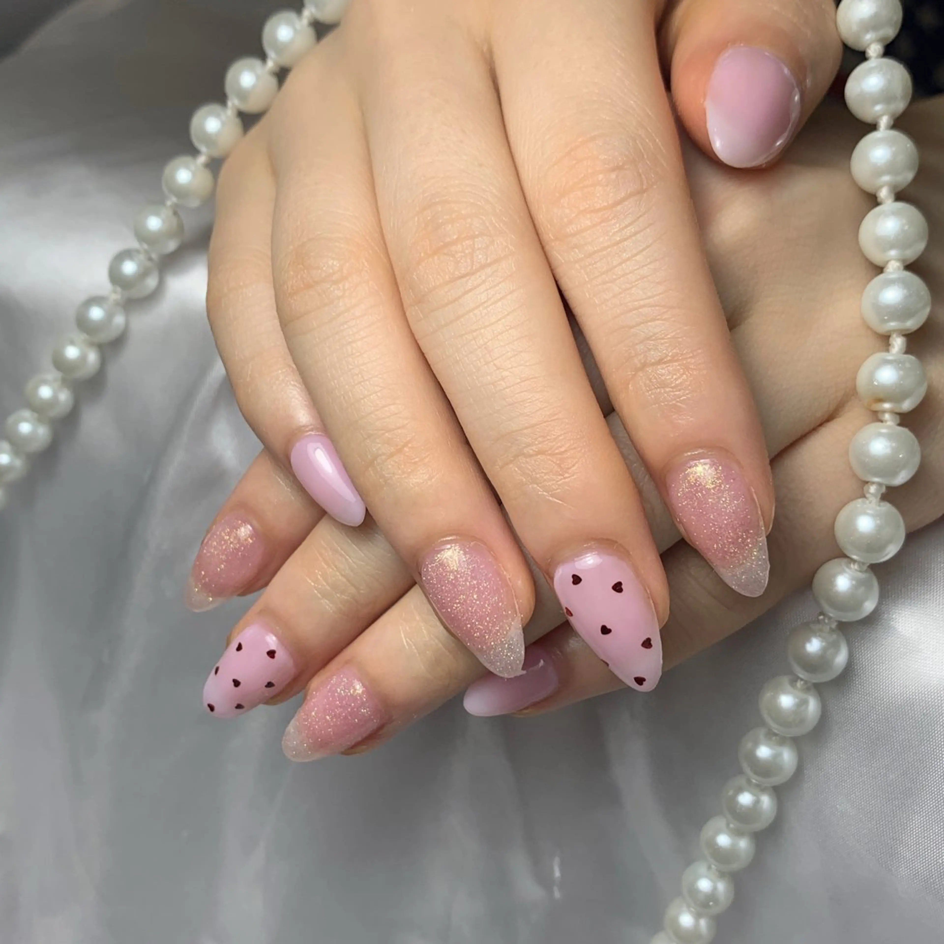 ネイル アートネイル フラッシュネイル フレンチネイル ガラスフレンチ グラデーション ハンドネイル M2 BEAUTY アユミのネイルデザイン