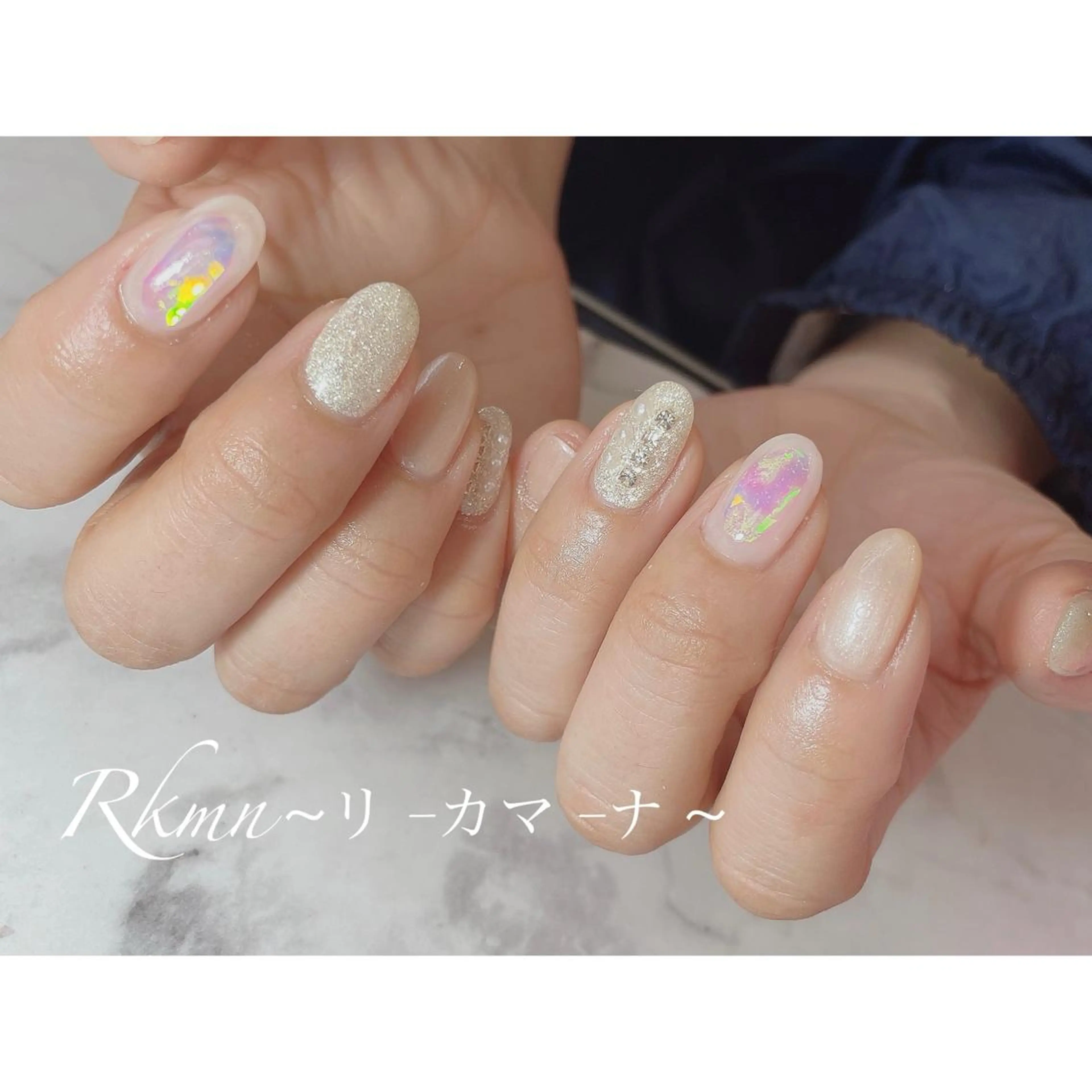 ネイル アートネイル オーロラネイル ラメ(グリッター) 春ネイル ハンドネイル フットネイル ハンドケア Rkmn ~リ-カマ-ナ~のネイルデザイン