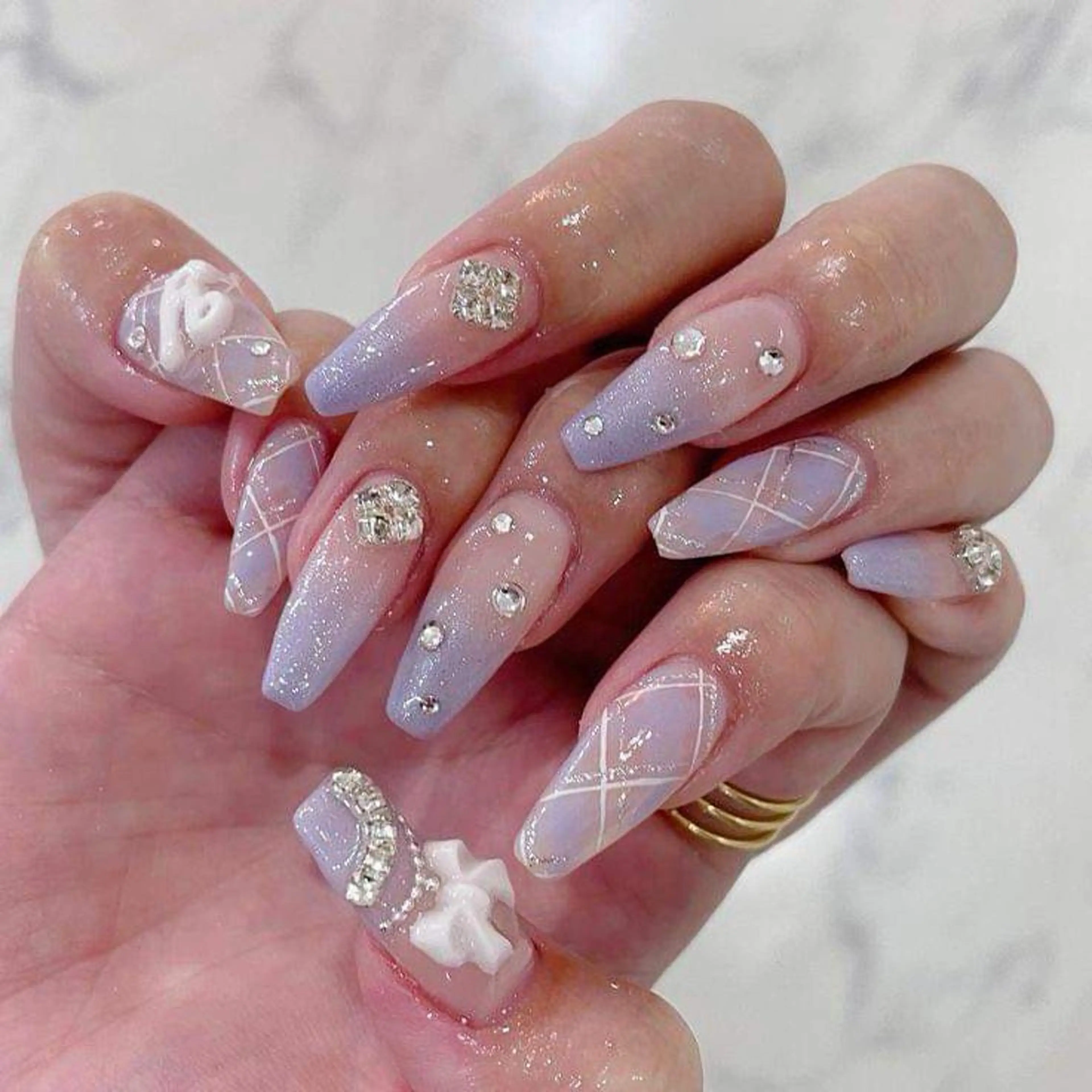 ネイル アートネイル 長さ出し ジェルネイル キラキラネイル マグネットネイル Lee Nails チップ長さだし専門店のネイルデザイン