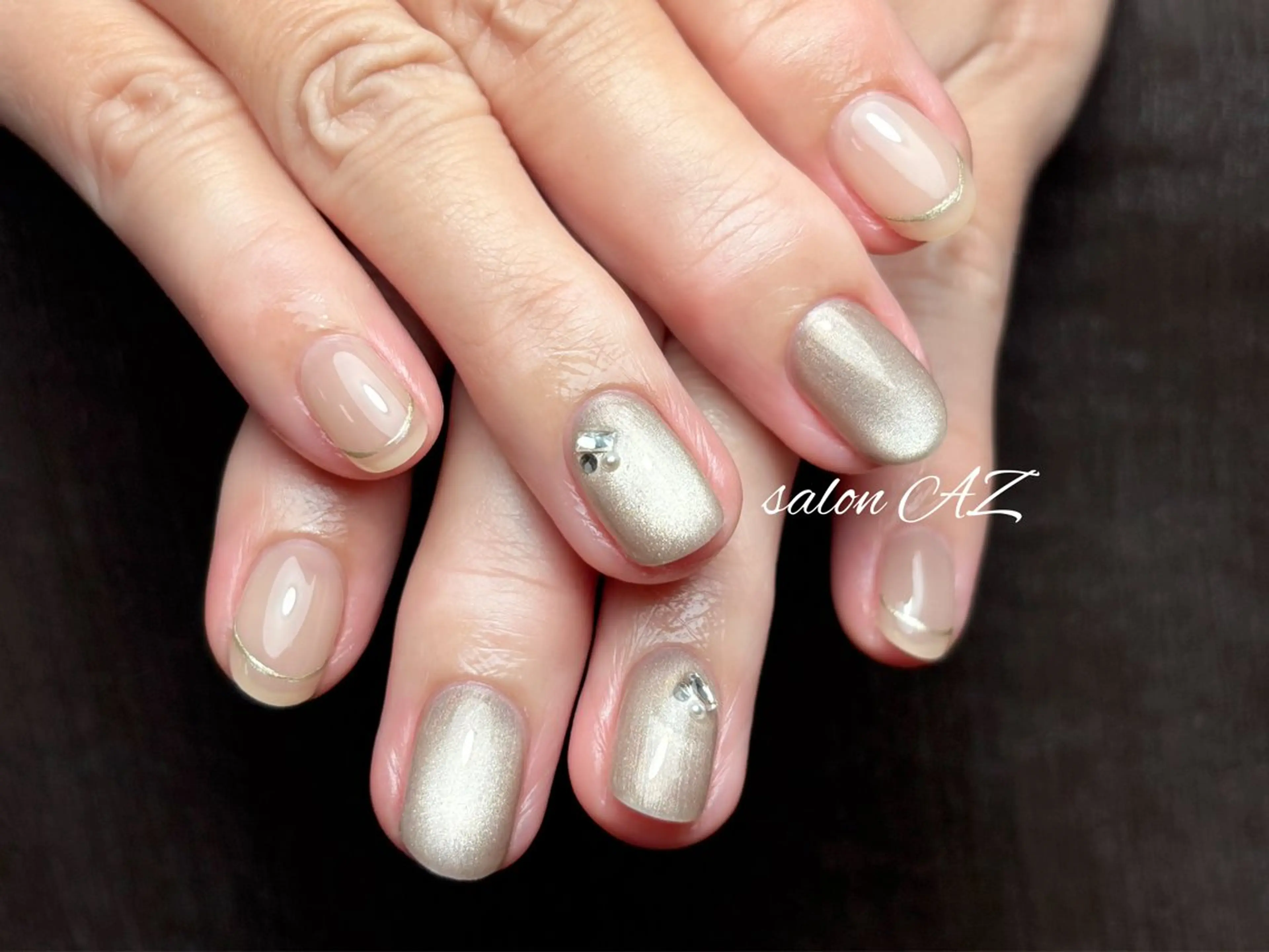 ネイル 長さ出し フットネイル フレンチネイル ジェルネイル マグネットネイル ハンドネイル salon AZのネイルデザイン