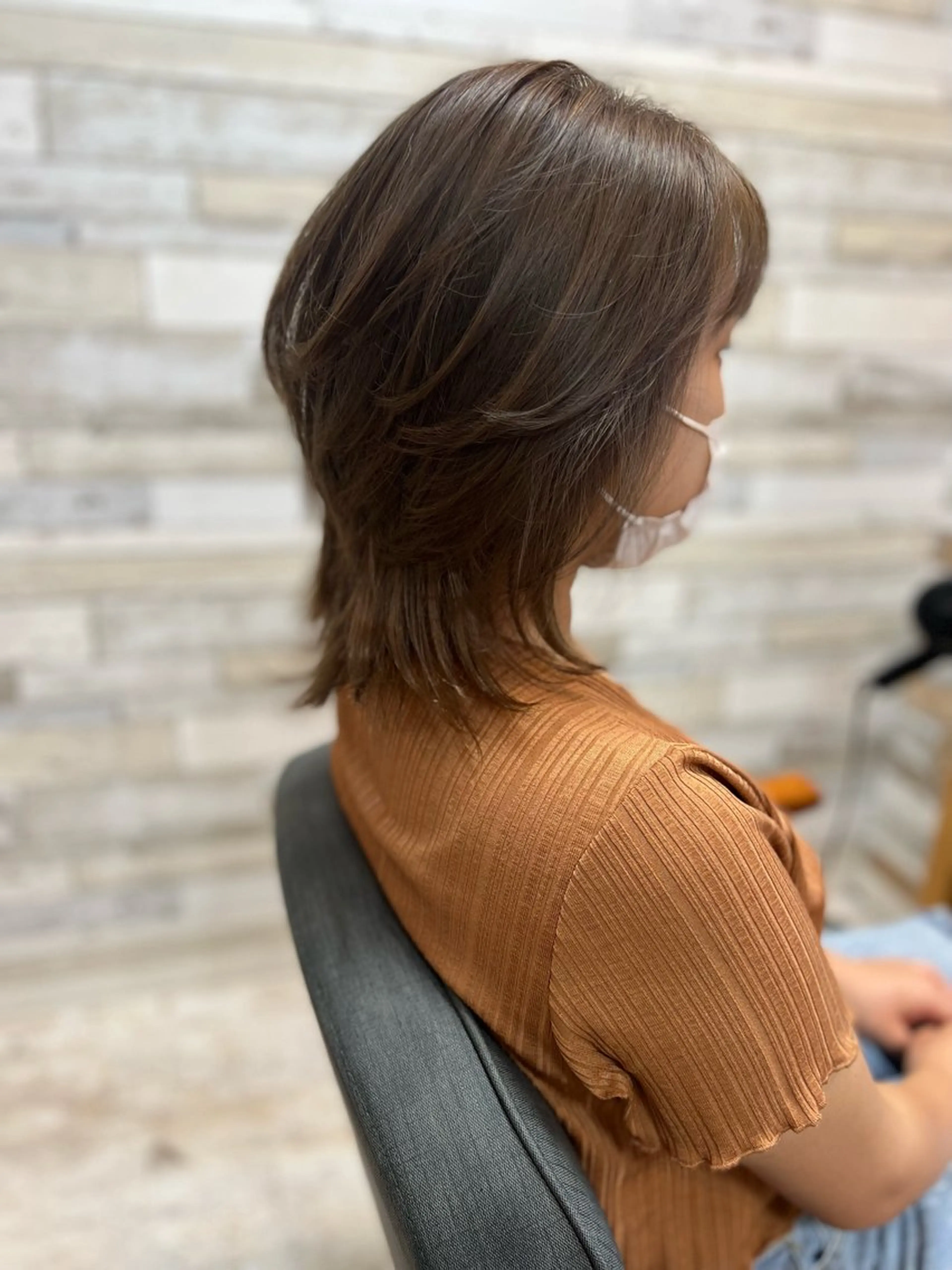 ミディアム ウルフカット カット ヘアカラー 竹原 徹のヘアスタイル