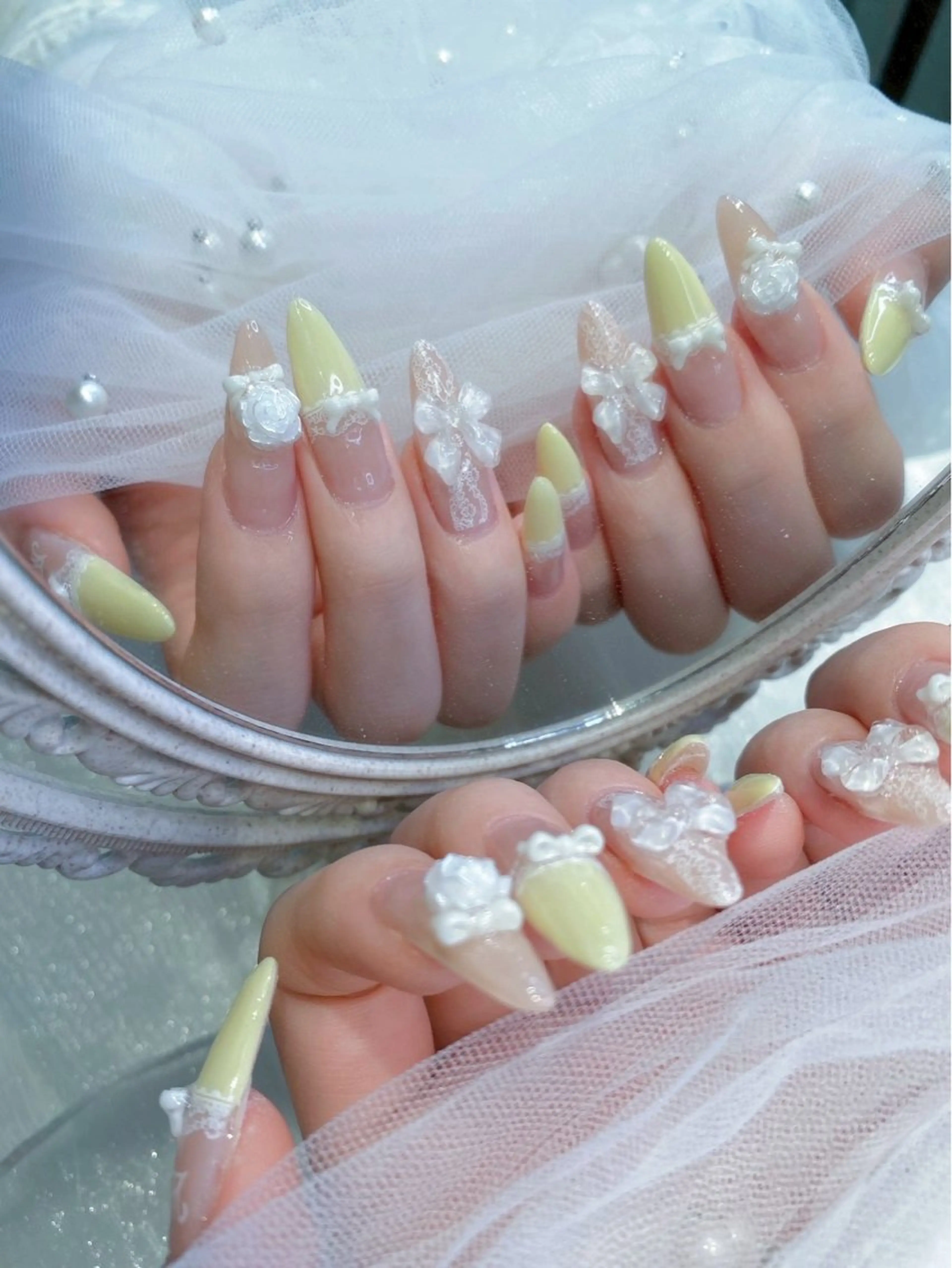 ネイル ハンドネイル muguet🎀 モテ系🫧うるちゅるのネイルデザイン