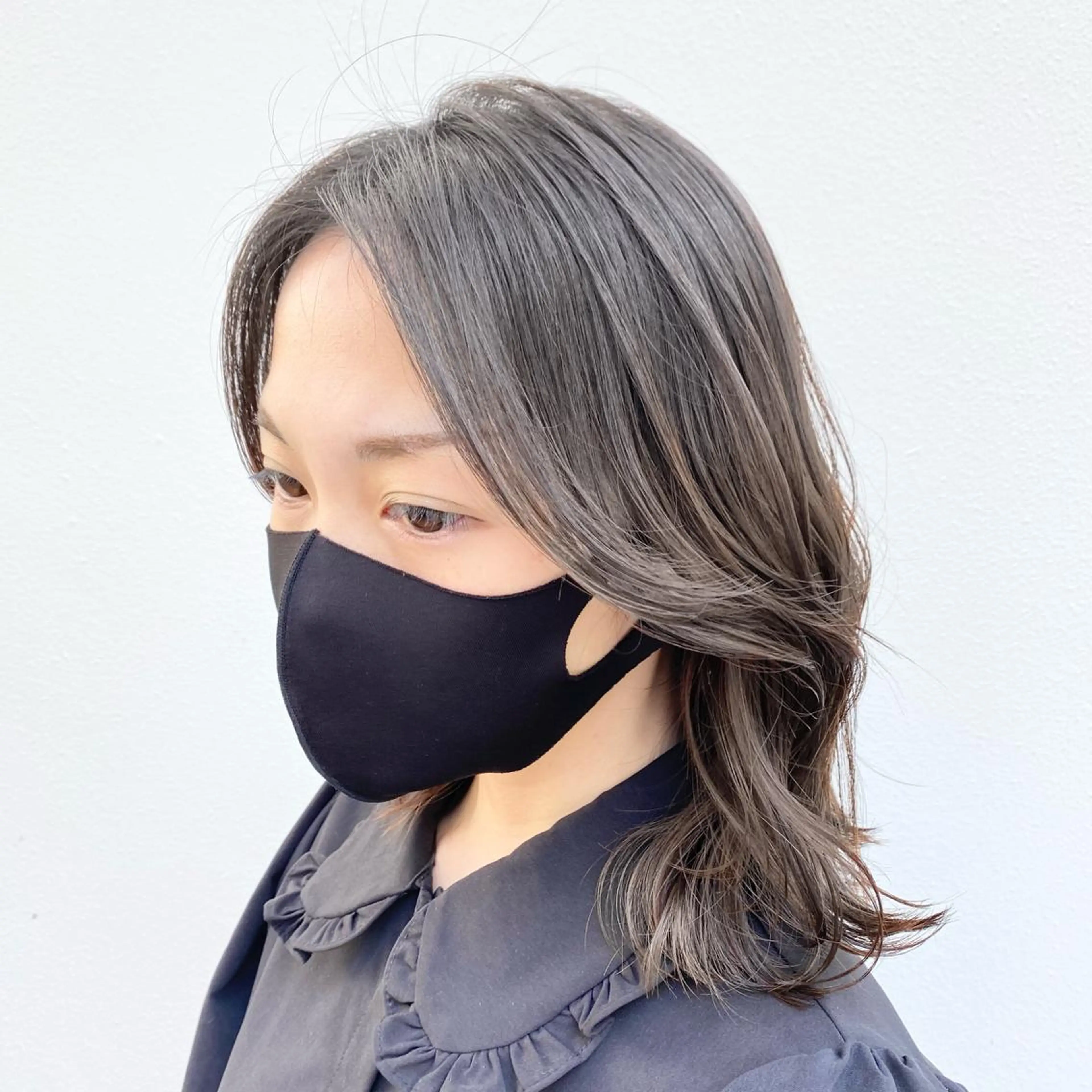 ミディアム カラー パーマ ヘアアレンジ 韓国風ヘア レイヤーカット 徳永 大樹のヘアスタイル