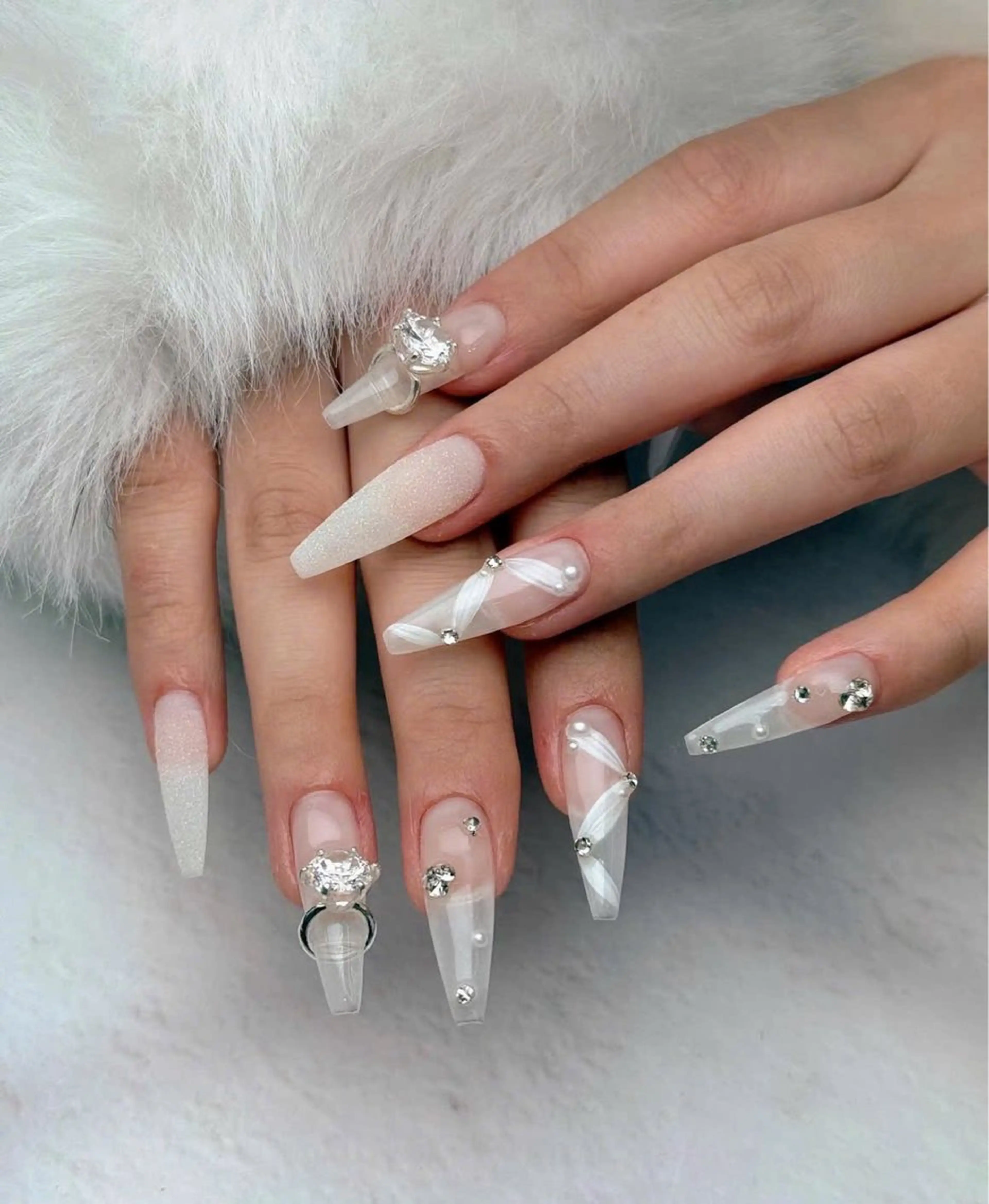 ネイル フレンチネイル キラキラネイル マグネットネイル ミラーネイル ニュアンスネイル MeiMei Nail モデル募集のネイルデザイン