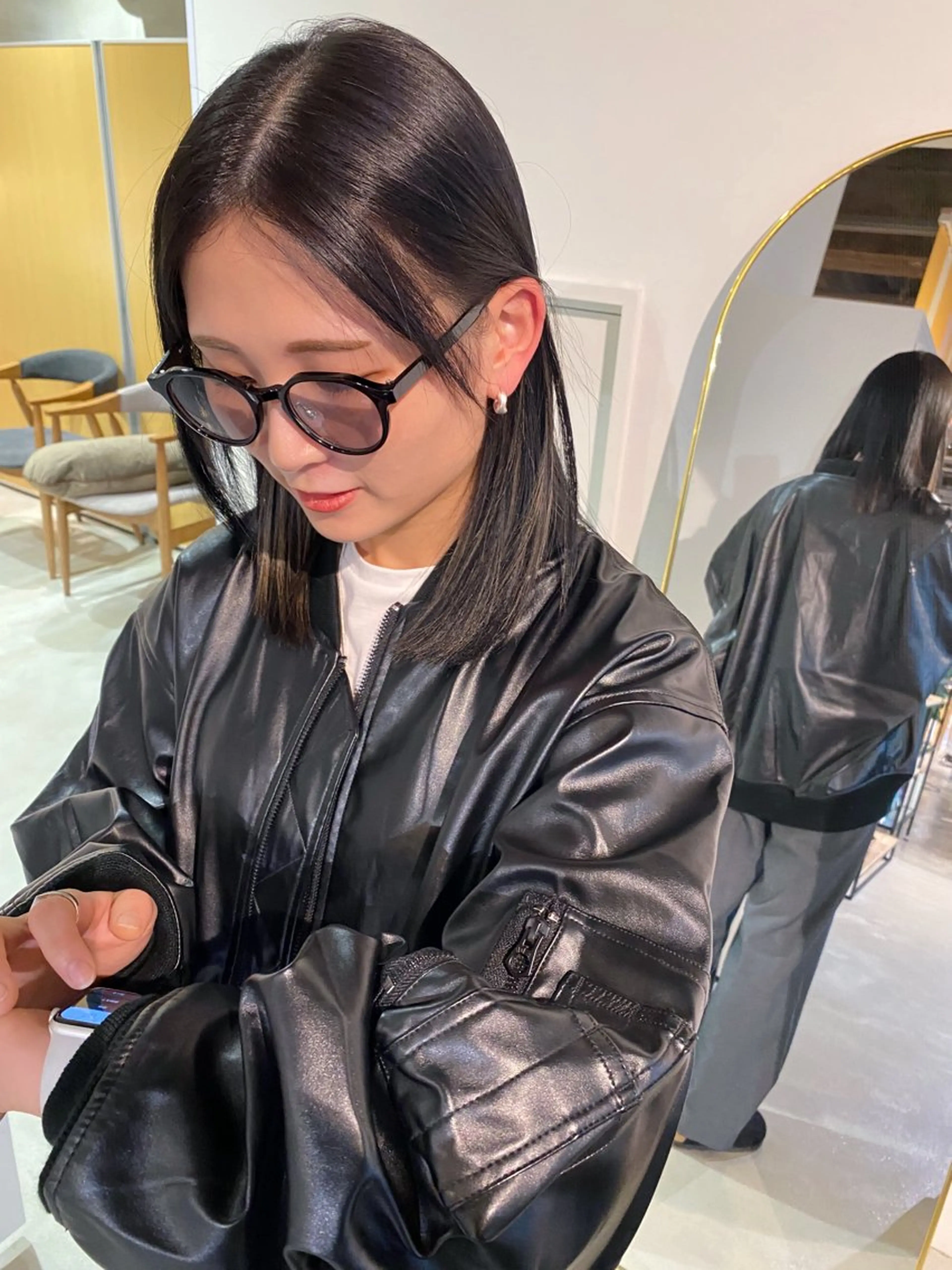 ミディアム カラー ハイライトカラー ハイライト 安藤 結花のヘアスタイル