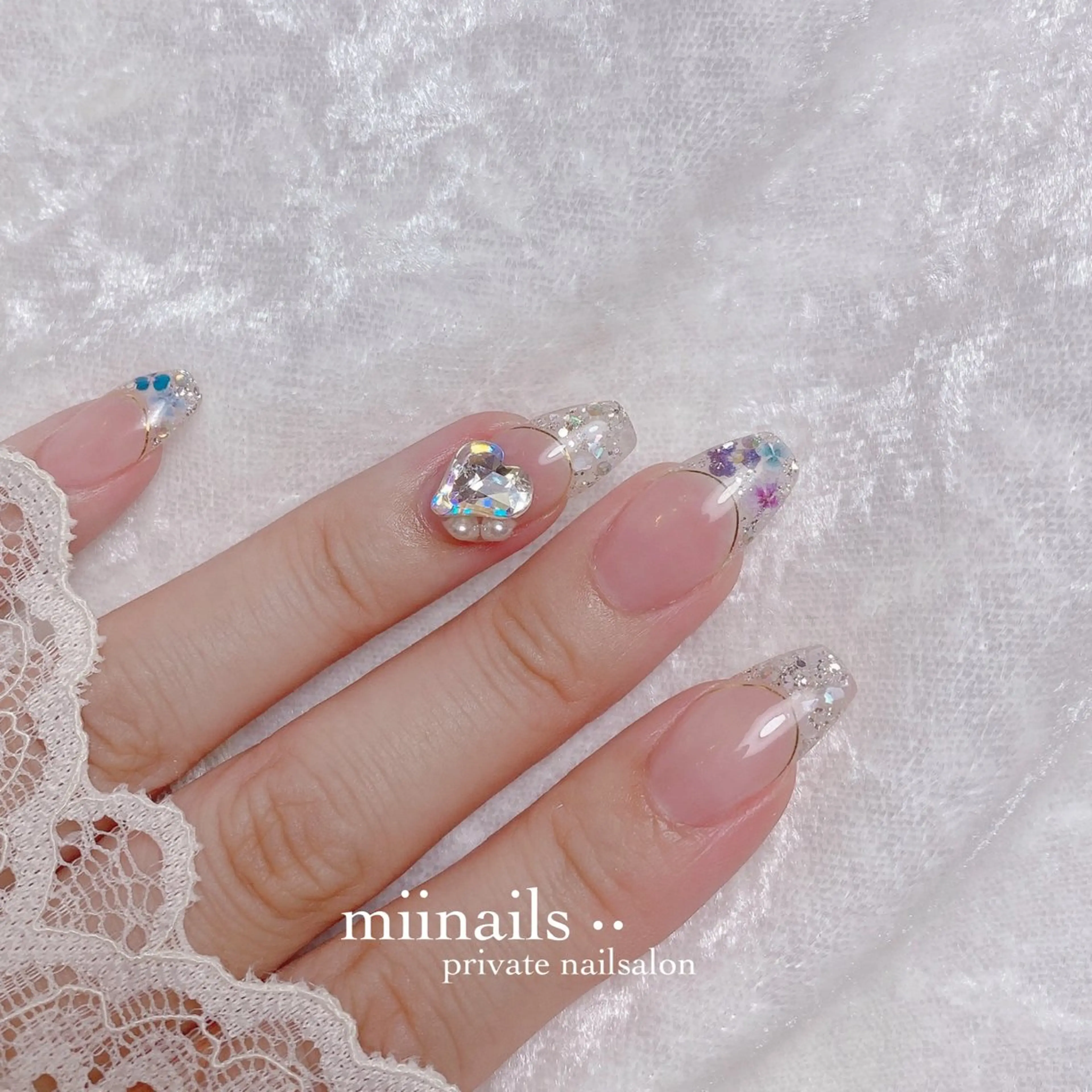 ネイル フレンチネイル 韓国ネイル ワンホンネイル ハンドネイル nailsalon miinailsのネイルデザイン