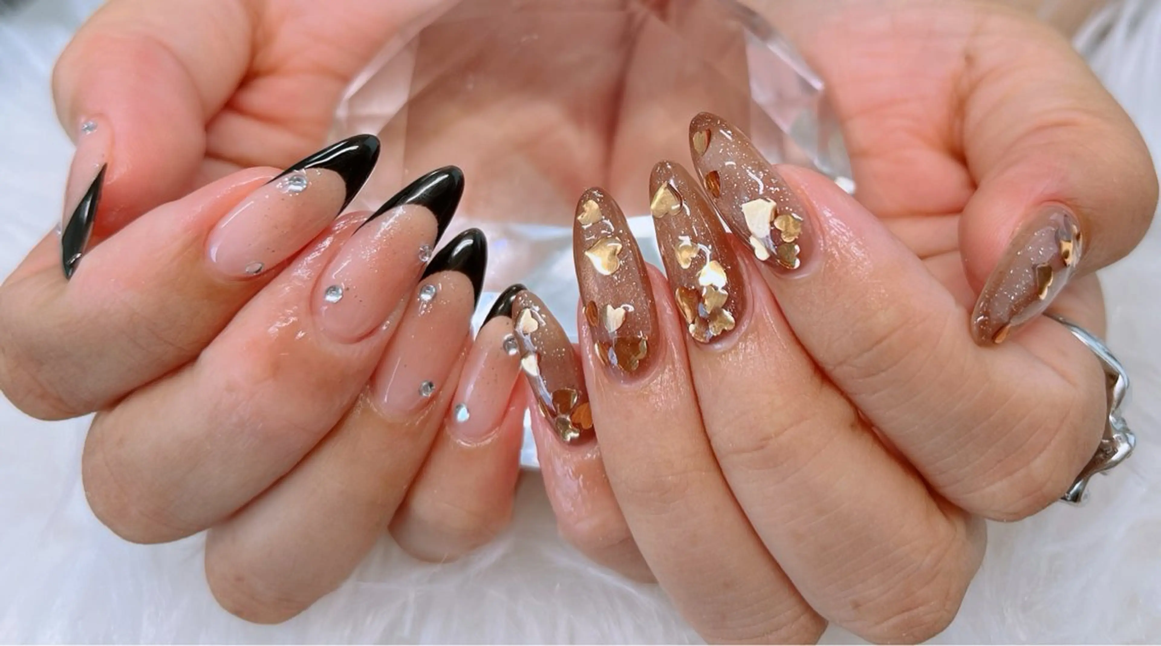 ネイル フレンチネイル 韓国ネイル ロングネイル マグネットネイル ネイルチップ ハンドネイル Lee _nailのネイルデザイン