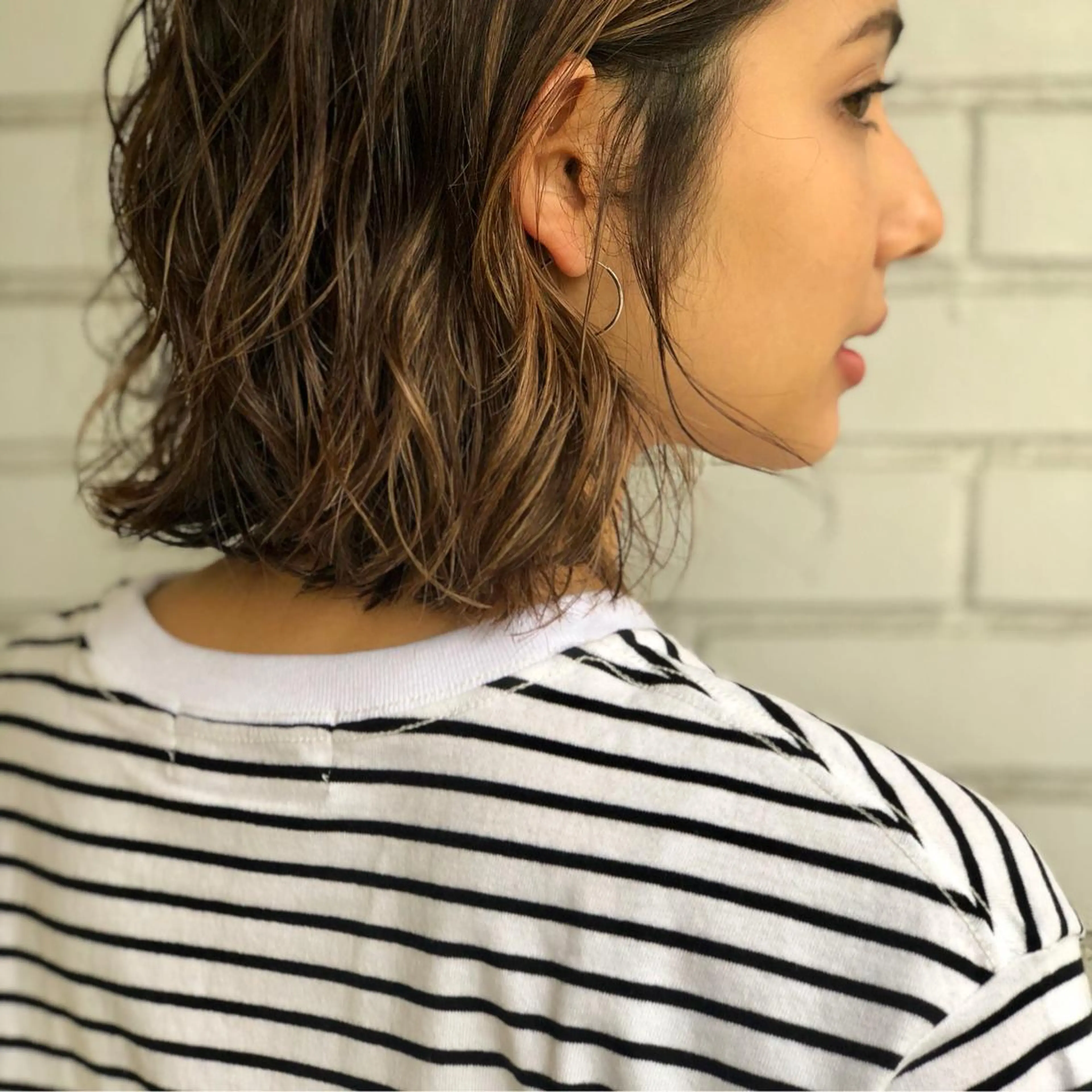 ショート カラー パーマ ヘアアレンジ 切りっぱなしボブ グレージュ ハイライトカラー ボブ ハイライト 髪質改善🩵縮毛矯正 代々木/木下のヘアスタイル