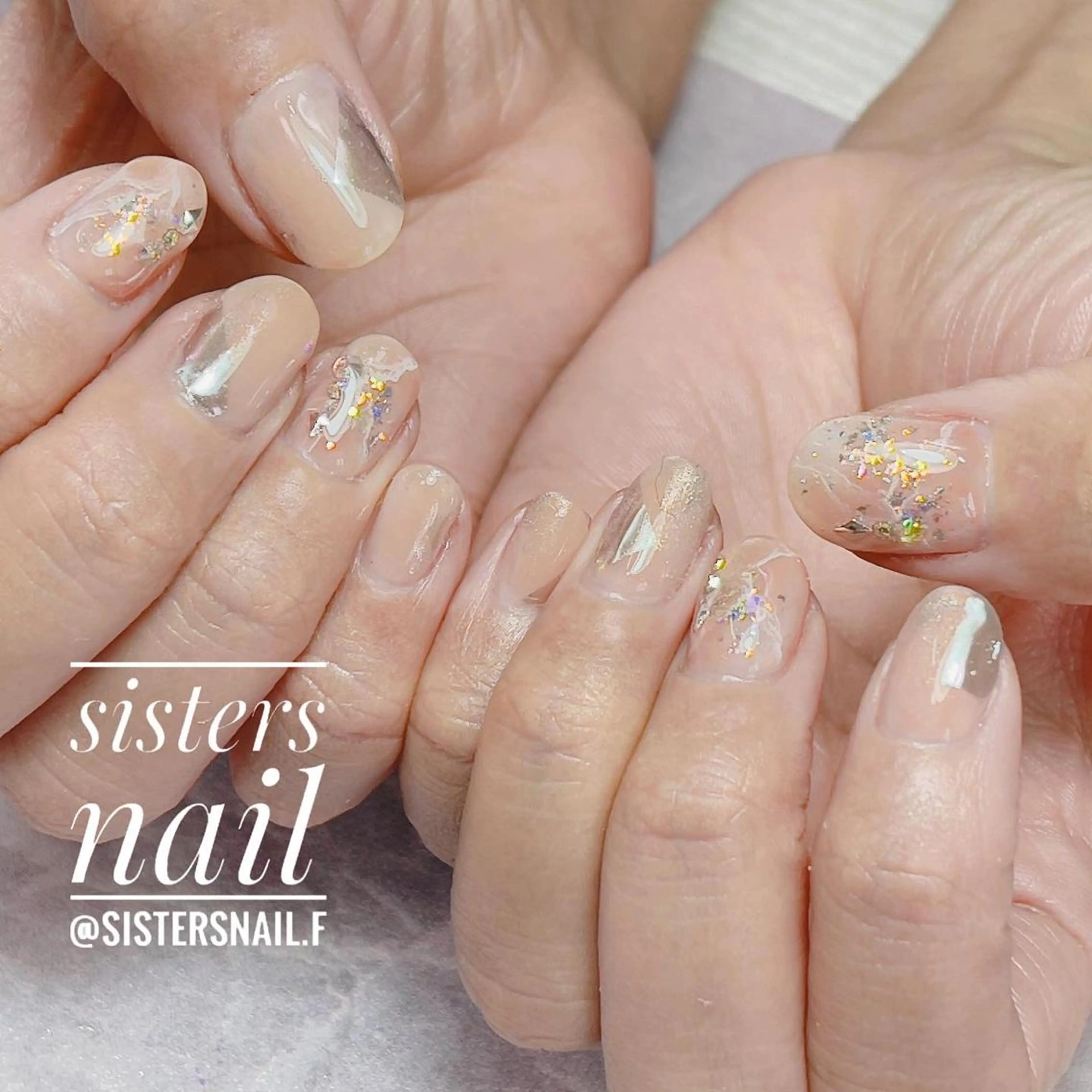 ネイル アートネイル ミラーネイル オフィスネイル ピンク 冬ネイル sisters nail.fのネイルデザイン