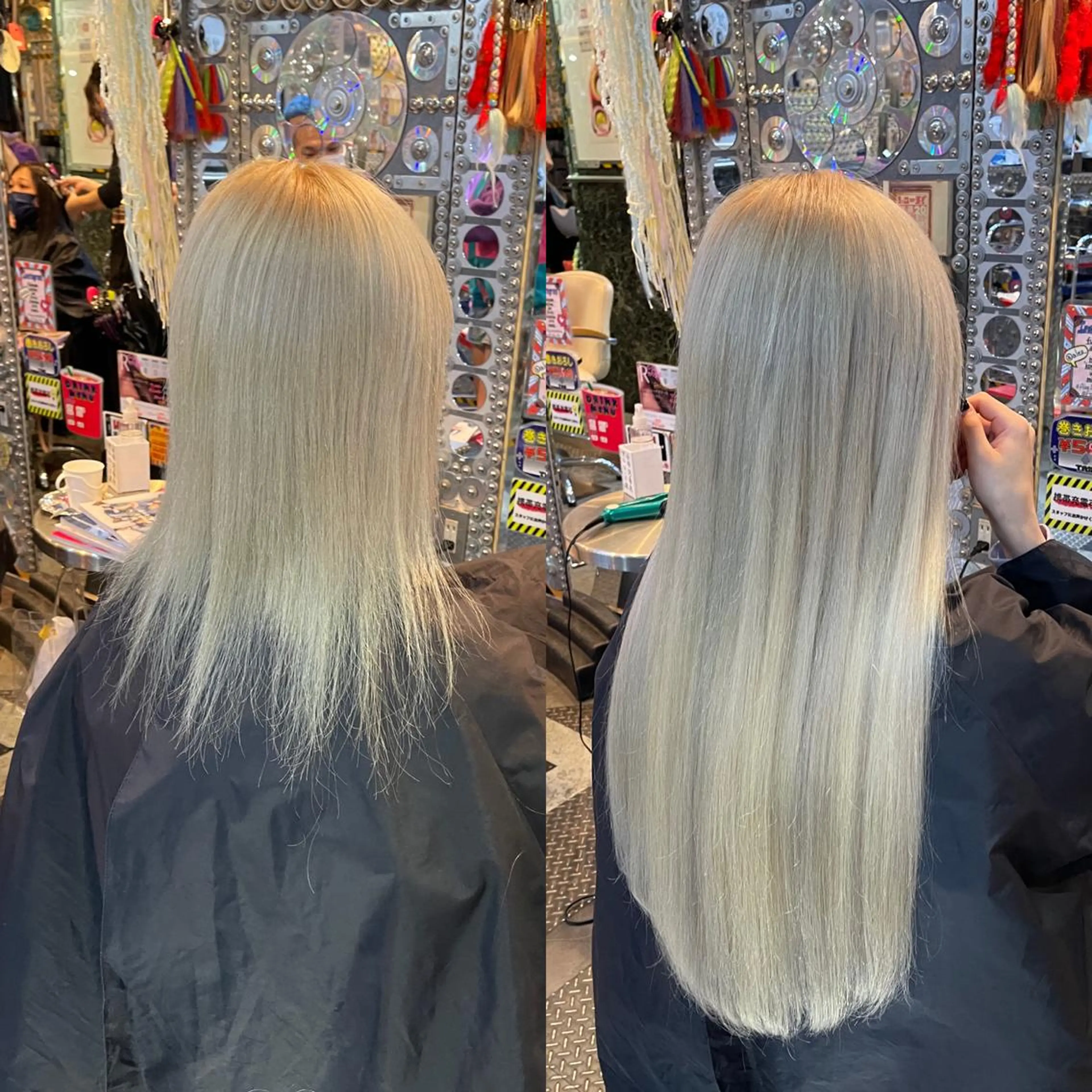 ミディアム カラー ヘアアレンジ 編み込みエクステ ブリーチ ケアブリーチ ハイトーンカラー エクステ 🌈派手髪エクステ ブレイズ🌈ひろとのヘアスタイル