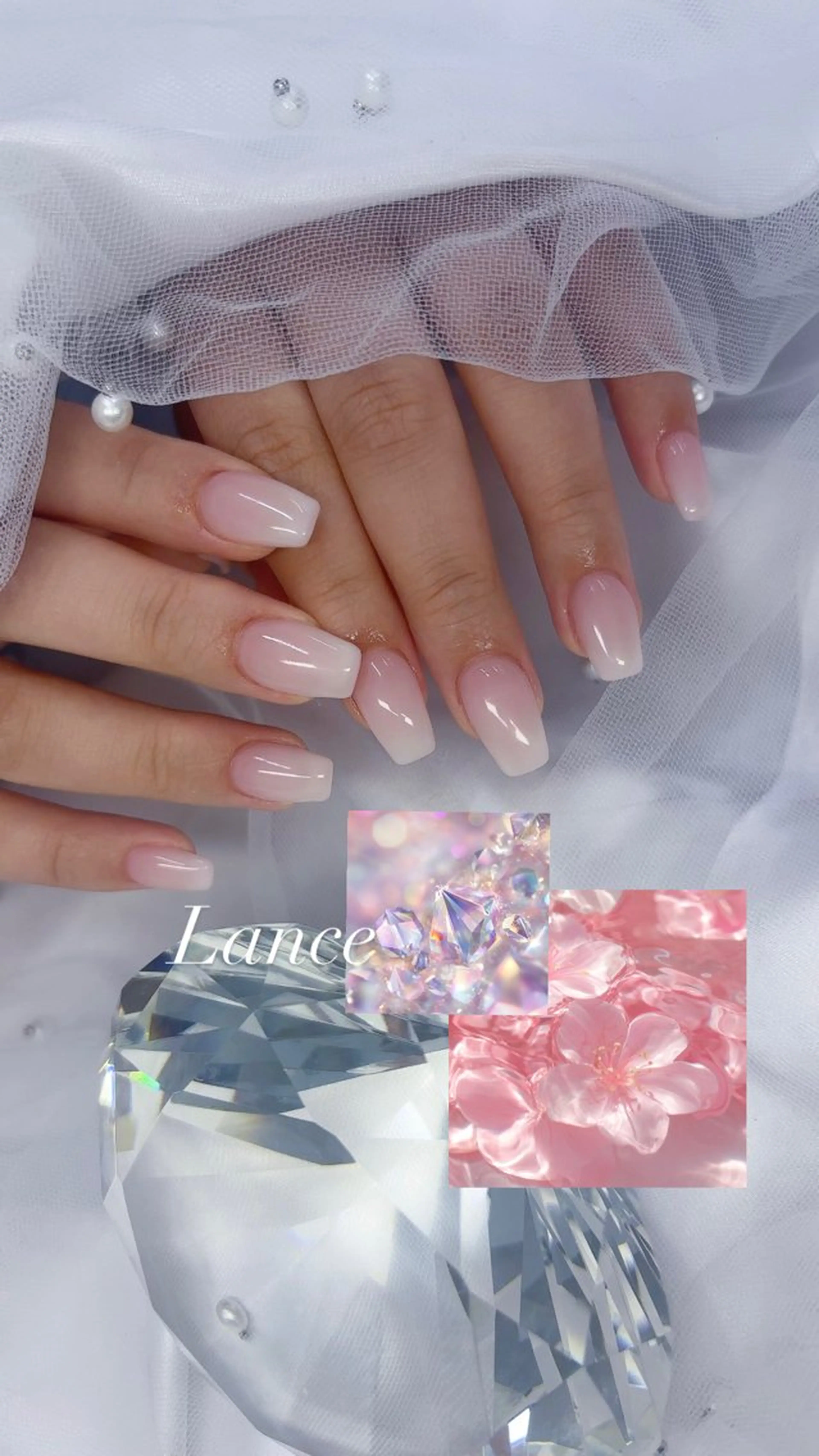 ネイル オーロラネイル フットネイル フレンチネイル ガラスフレンチ 氷ネイル・うるうるネイル ハンドネイル Lance nailのネイルデザイン