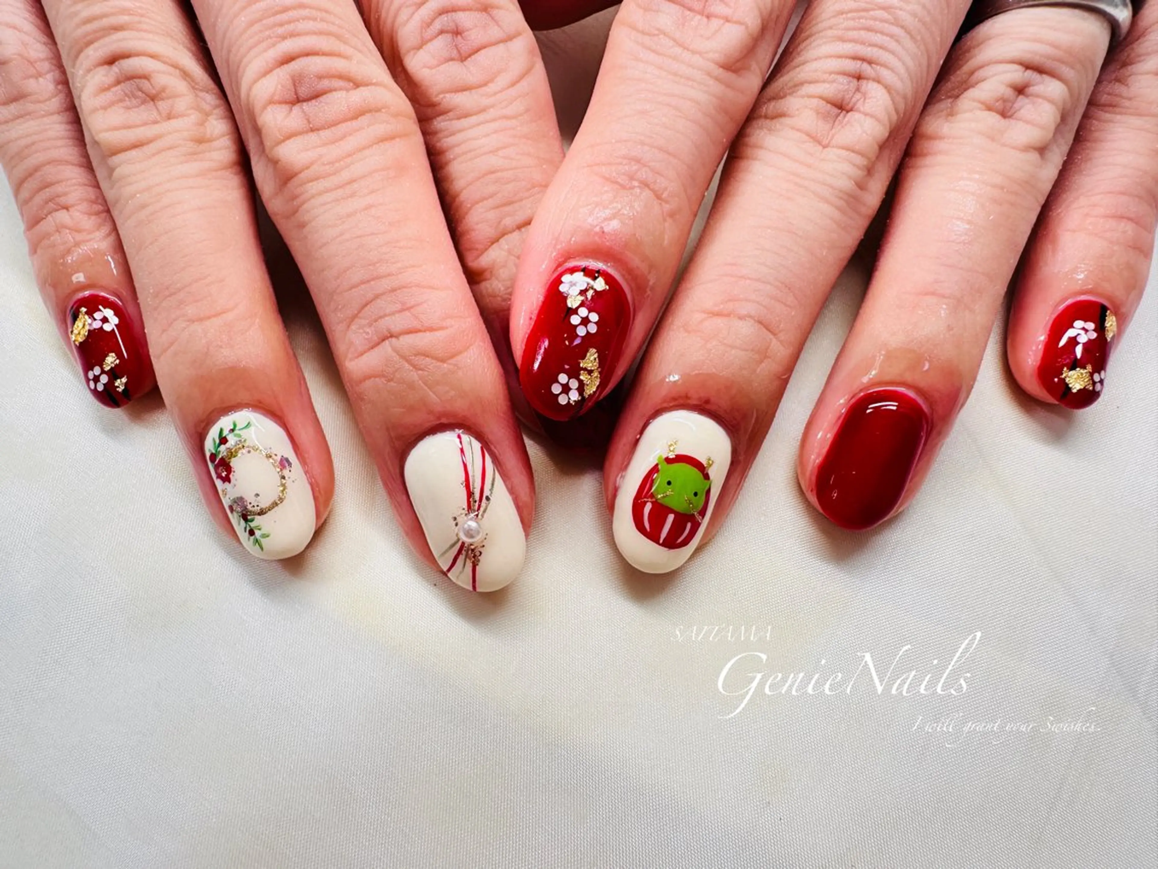 ネイル アートネイル フットネイル 持ち込み 冬ネイル Genie Nailsのネイルデザイン