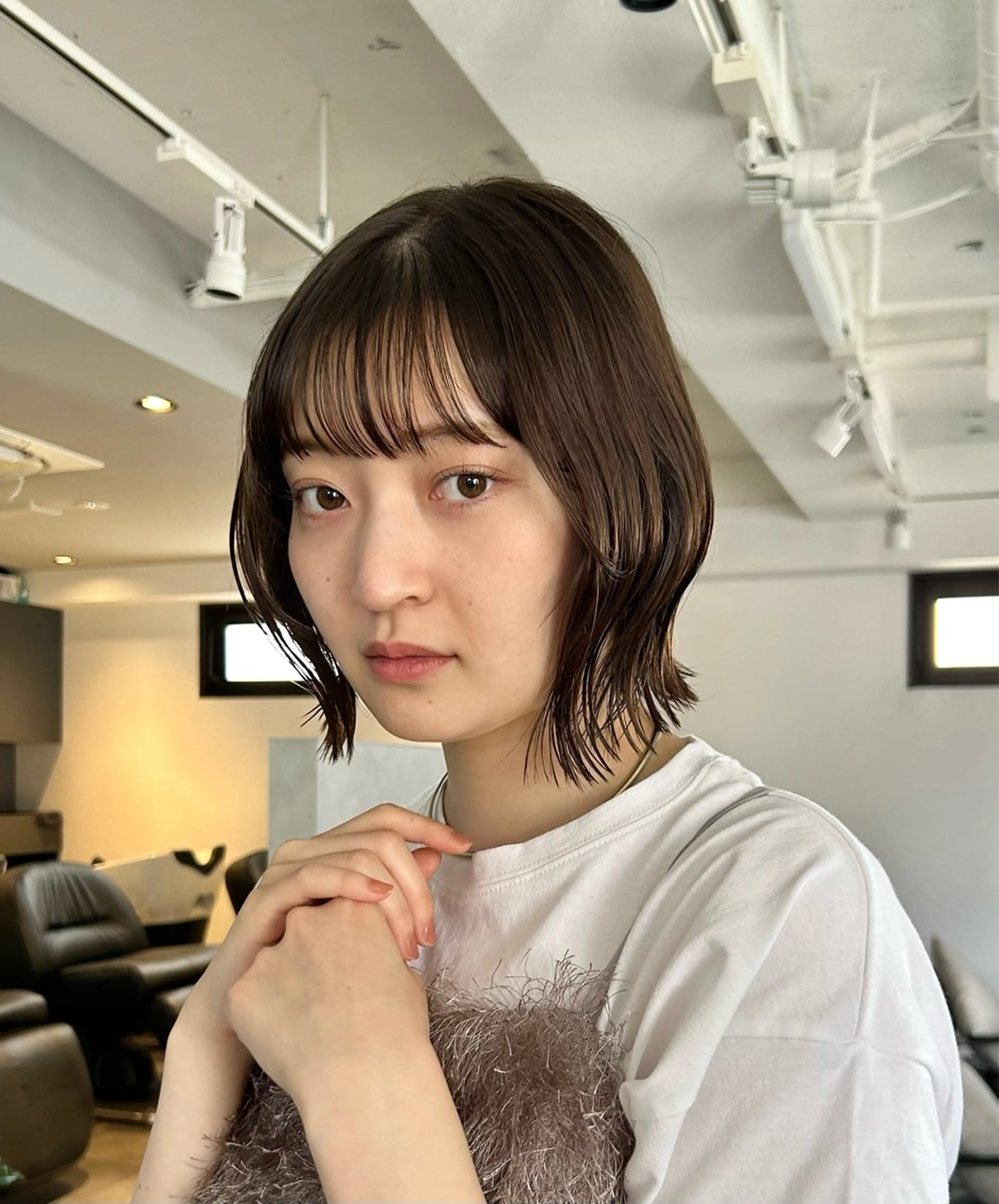 ミディアム ボブ くびれヘア カット ヘアカラー 池袋/レイヤー/ 顔まわり/taigaのヘアスタイル