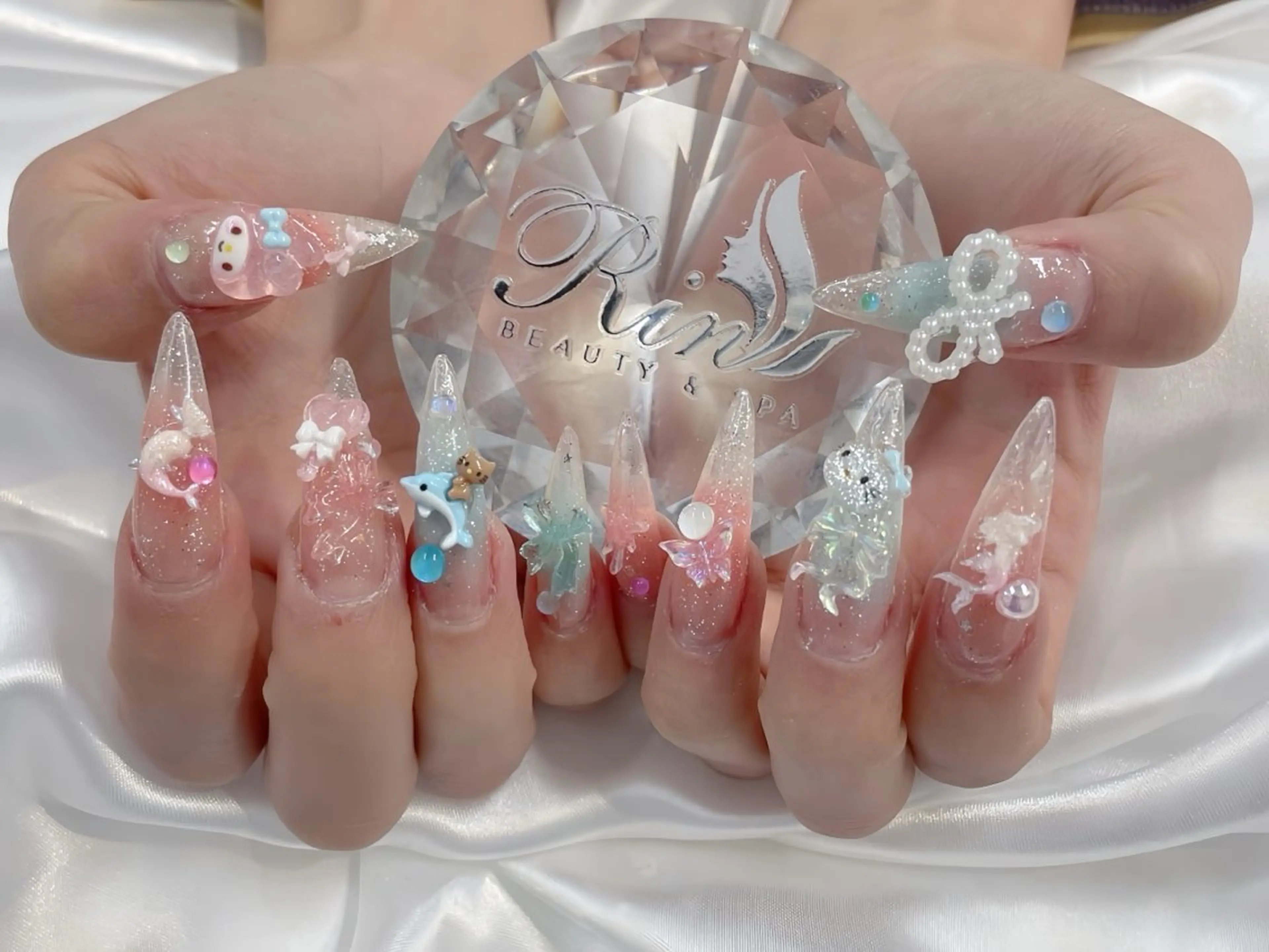 ネイル アートネイル ロングネイル ニュアンスネイル スカルプネイル ネイルチップ ハンドネイル Rin Nail 新大久保店のネイルデザイン