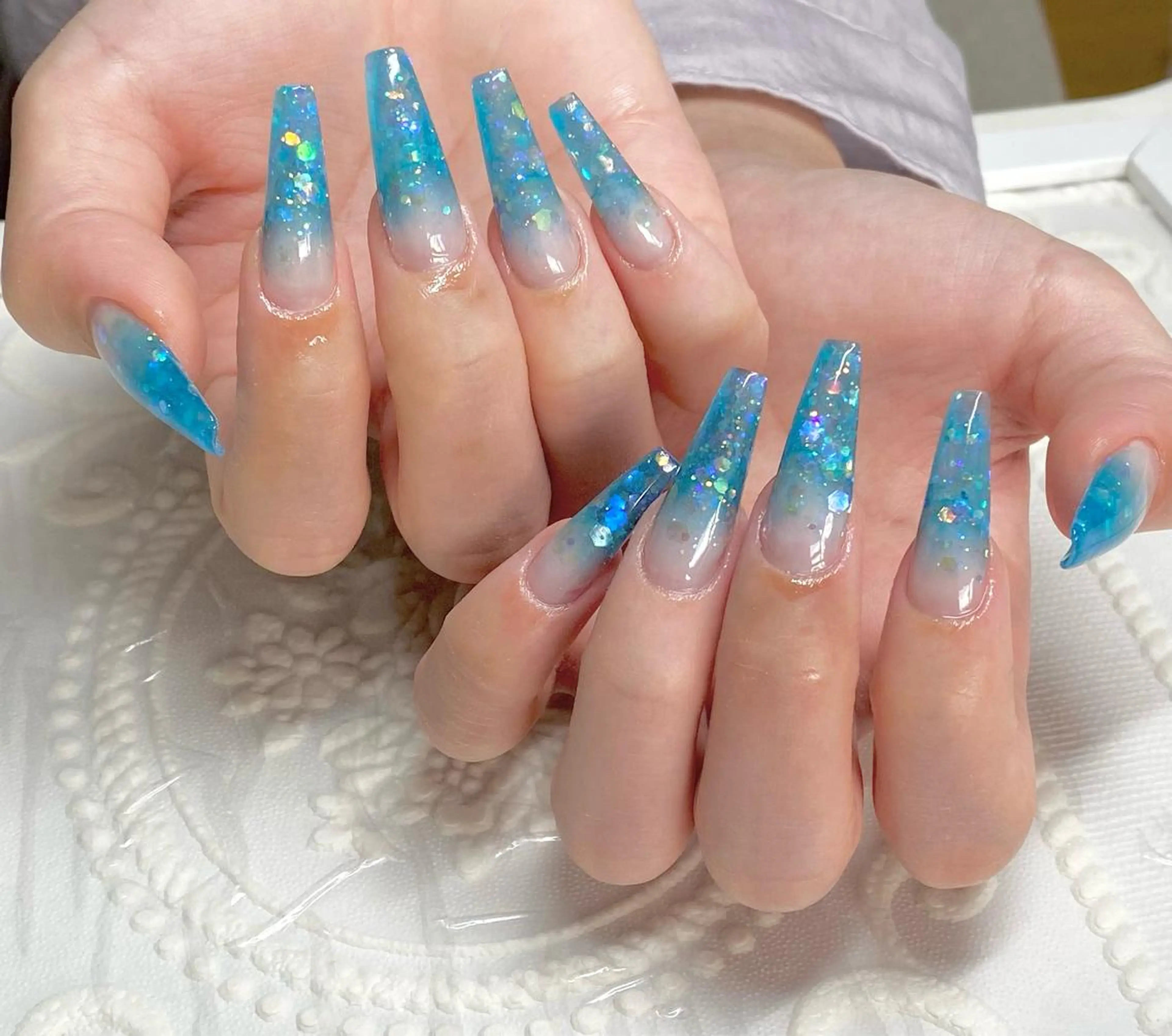 ロング ネイル ブルー ハンドネイル LUNE NAILのその他イメージ