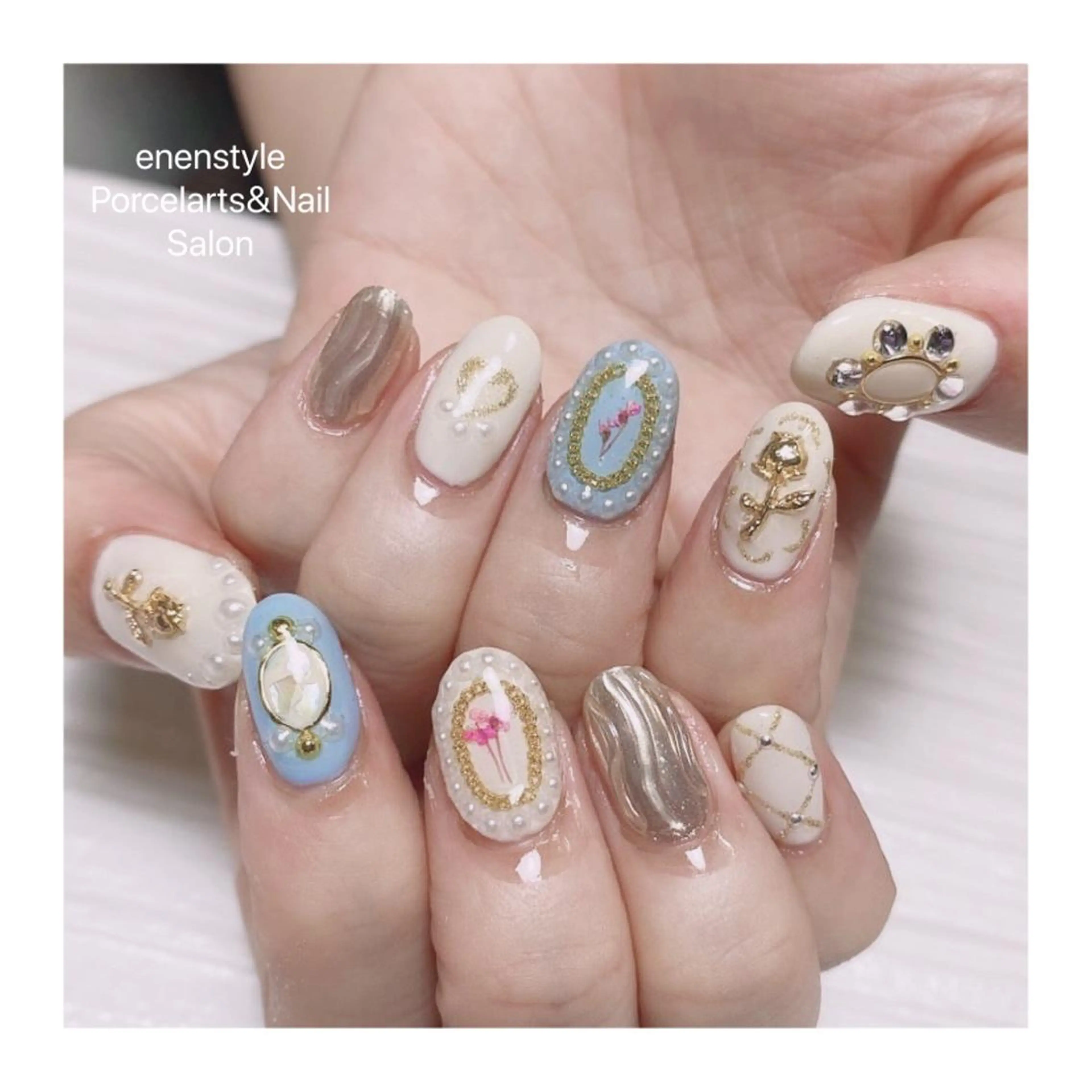 ミディアム ネイル ハンドネイル 👑enen style👑のネイルデザイン