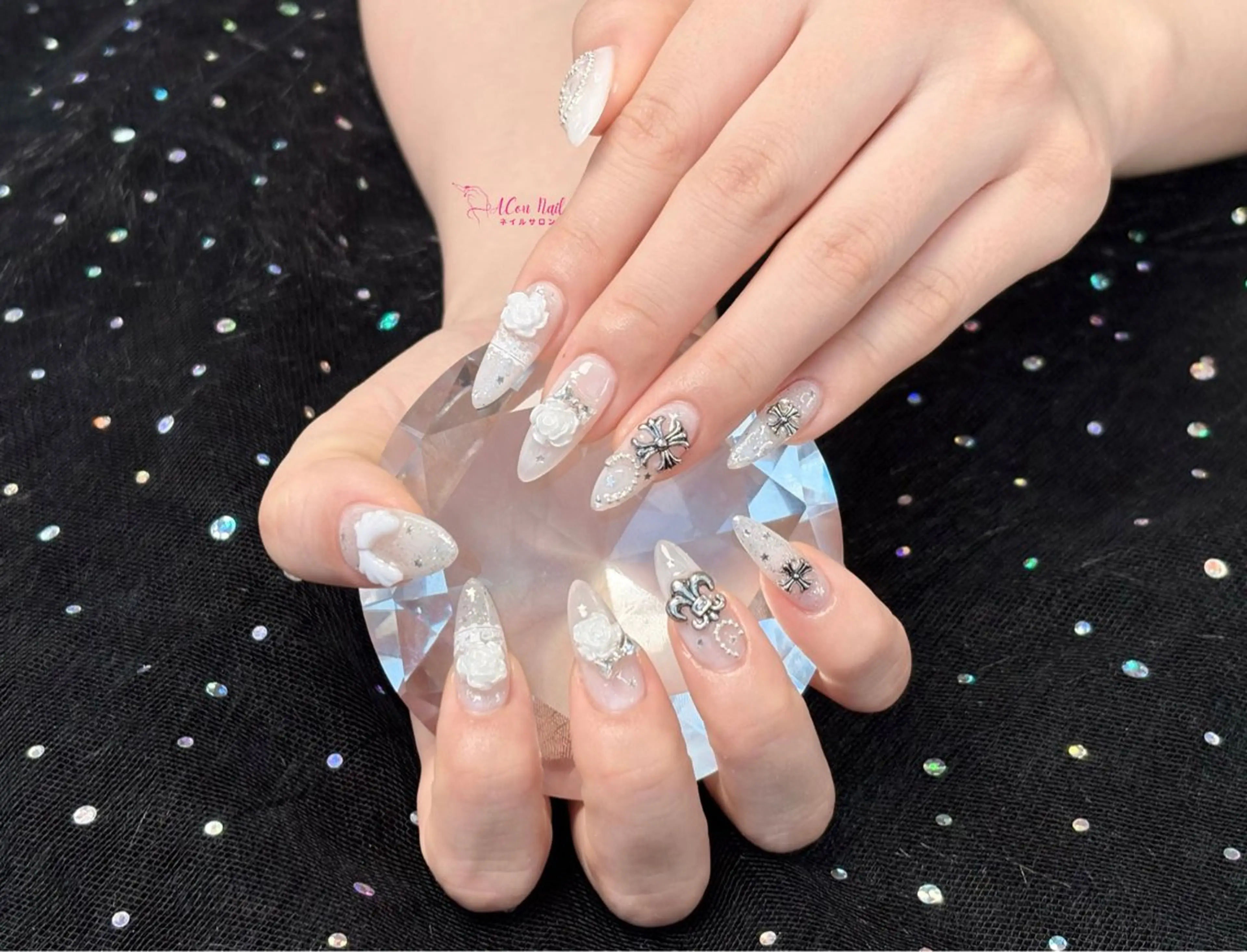 ネイル 桜ネイル 長さ出し フラワーネイル フレンチネイル ジェルネイル ハンドネイル ACon NailSalonのネイルデザイン
