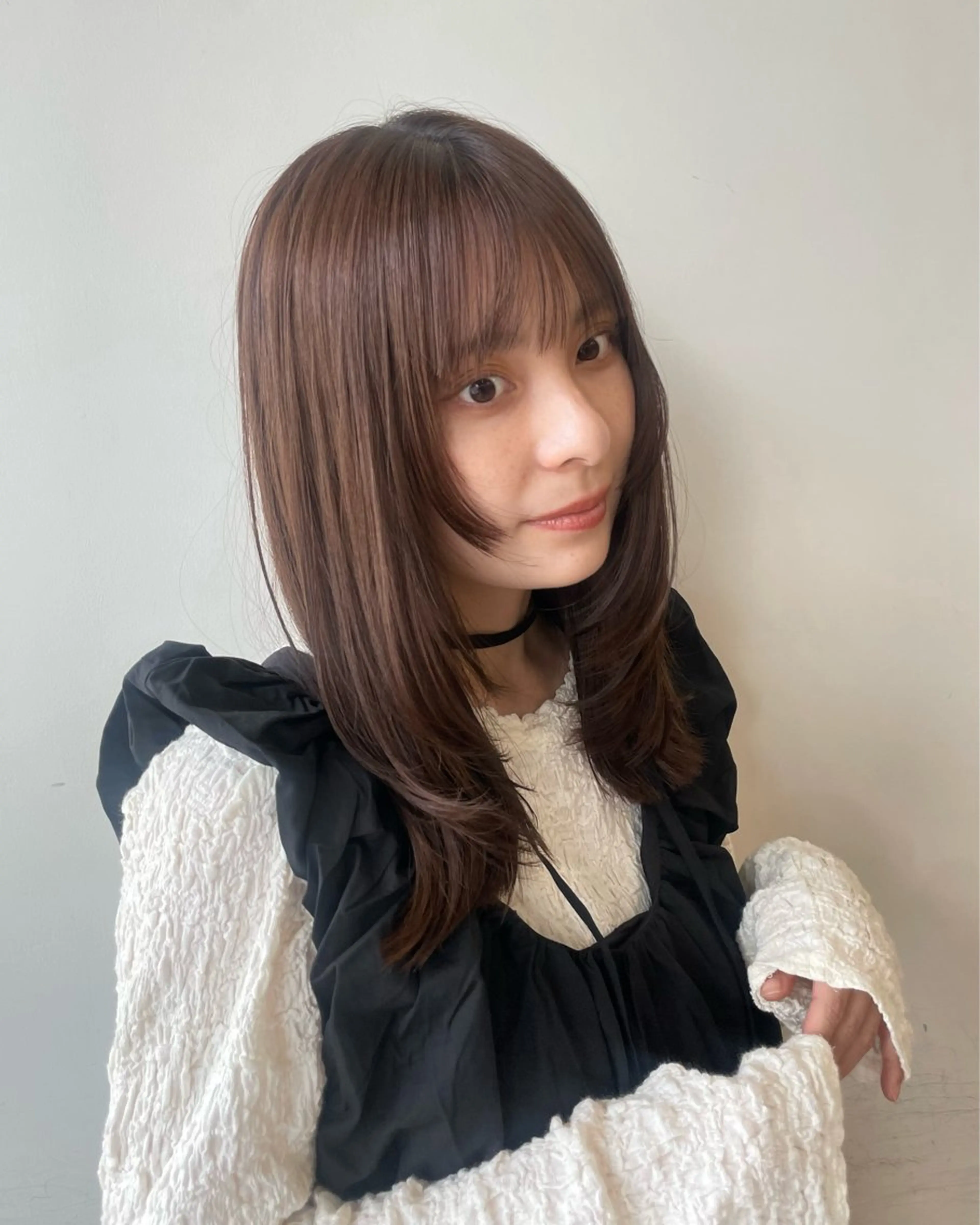 ミディアム カット ヘアカラー トリートメント 似合わせ/ベージュ /レイヤー/りほ🤍のヘアスタイル