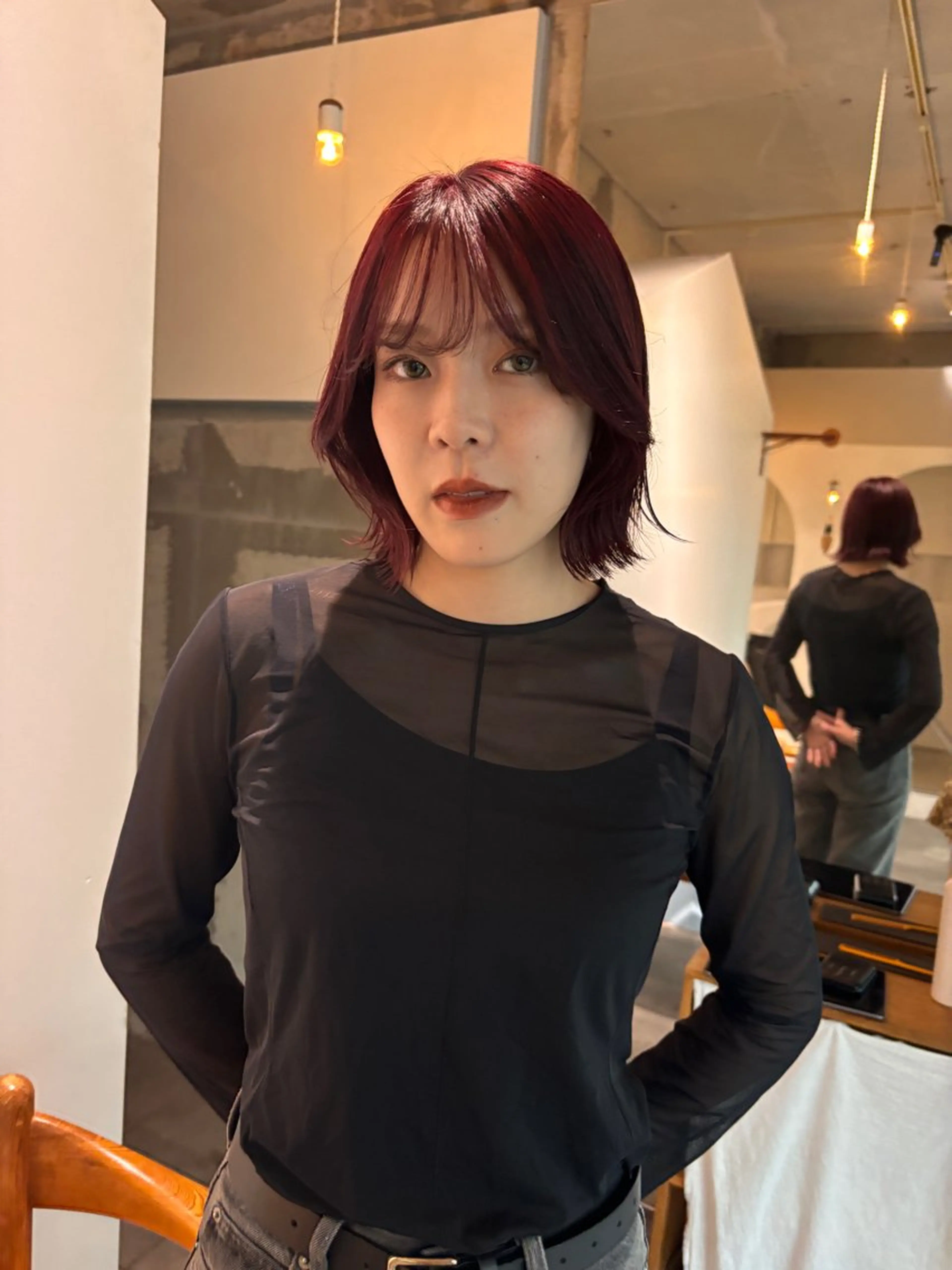 カラー mirai/レイヤー ボブ/デザインのヘアスタイル