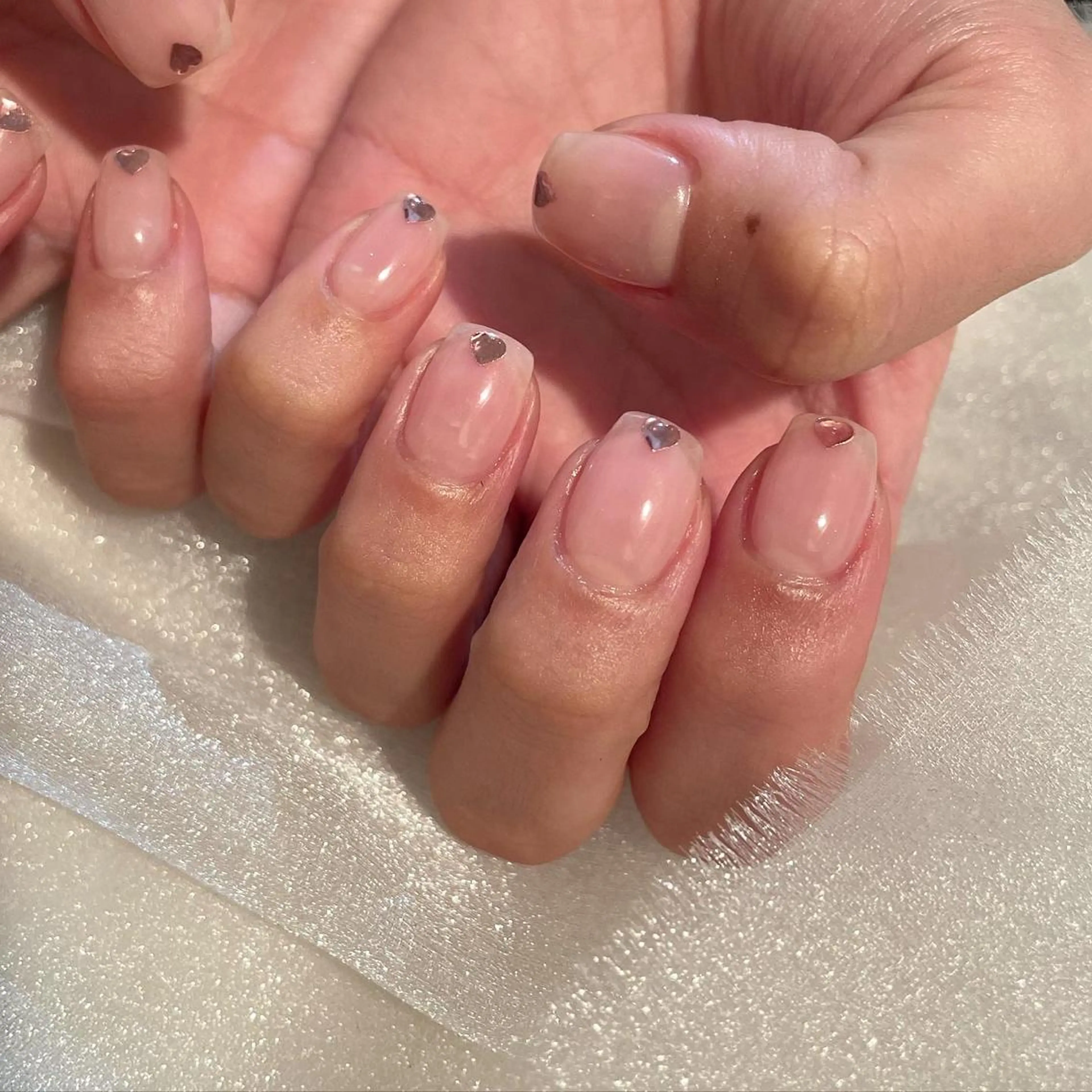 ネイル クリアネイル フレンチネイル ガーリー ハート ピンク ハンドネイル ハンドケア lylynail YUUKAのネイルデザイン