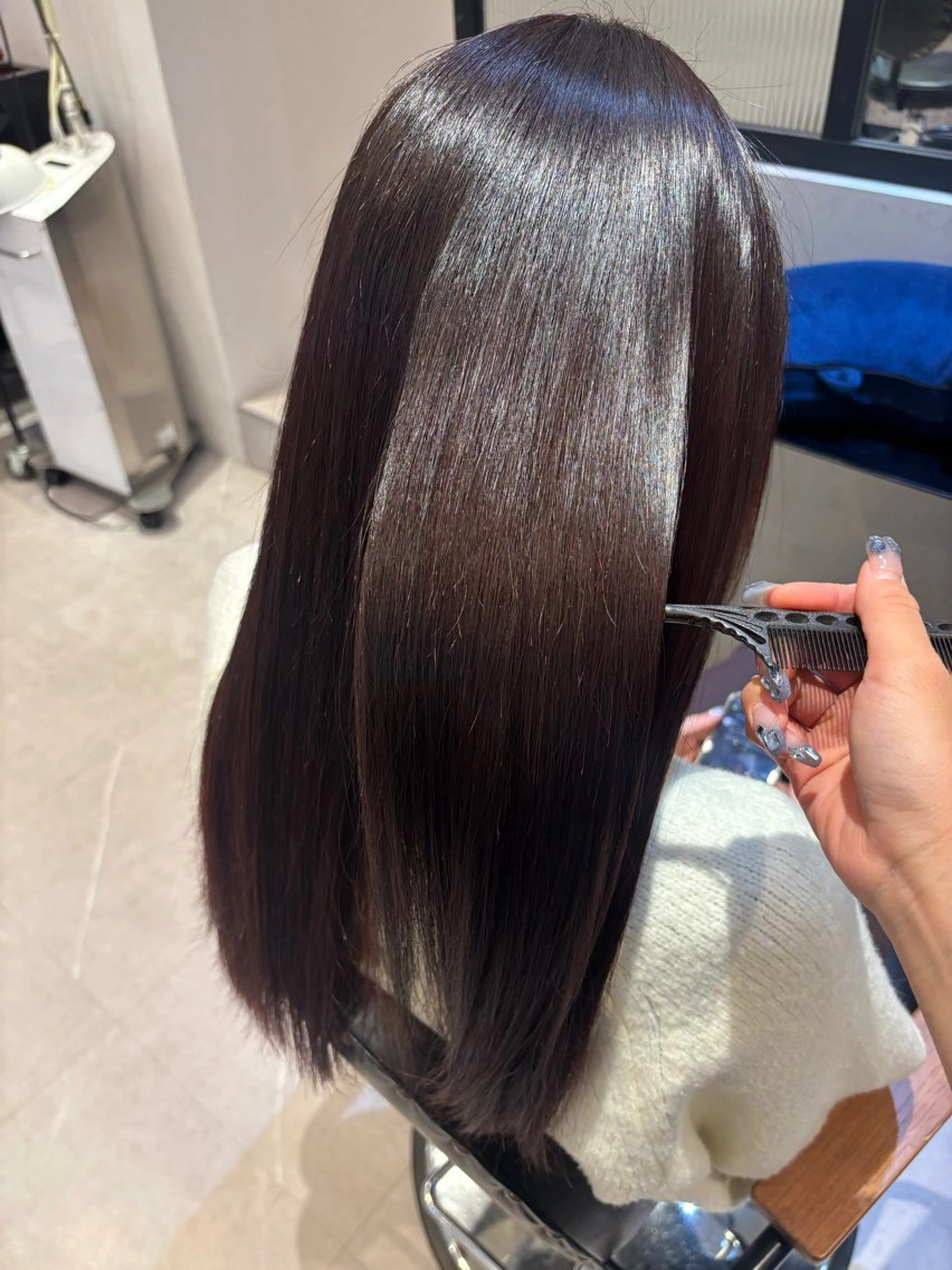 セミロング パーマ 縮毛矯正 ストレートパーマ ヘアカラー 縮毛矯正 メンズ/縮毛矯正 髪質改善カラー/りなのヘアスタイル