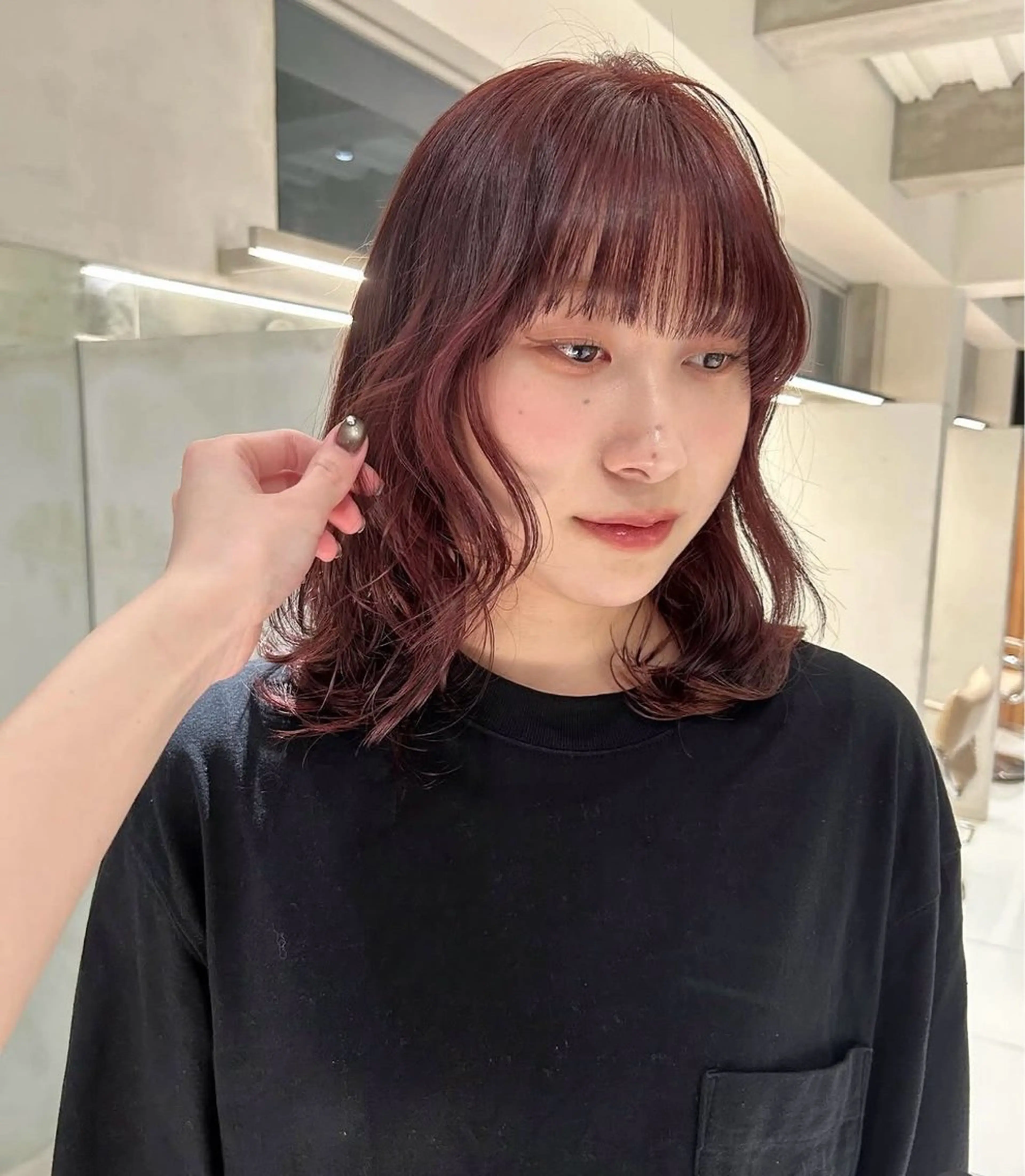 ミディアム カラー ヘアカラー aoi /one color/艶髪のヘアスタイル