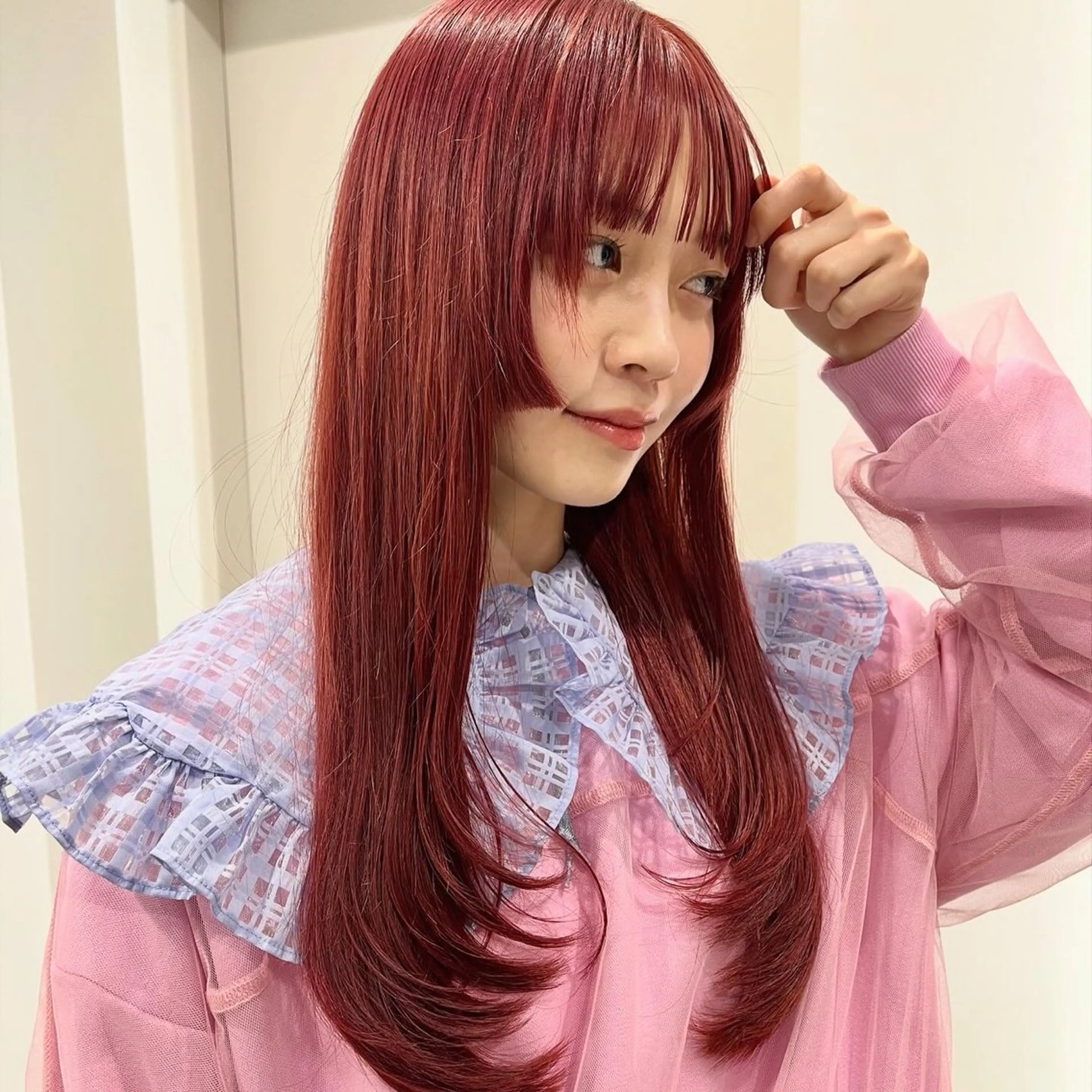 ミディアム カラー ピンクカラー 縮毛矯正/ハイトーン /パーマ/せき🧸のヘアスタイル