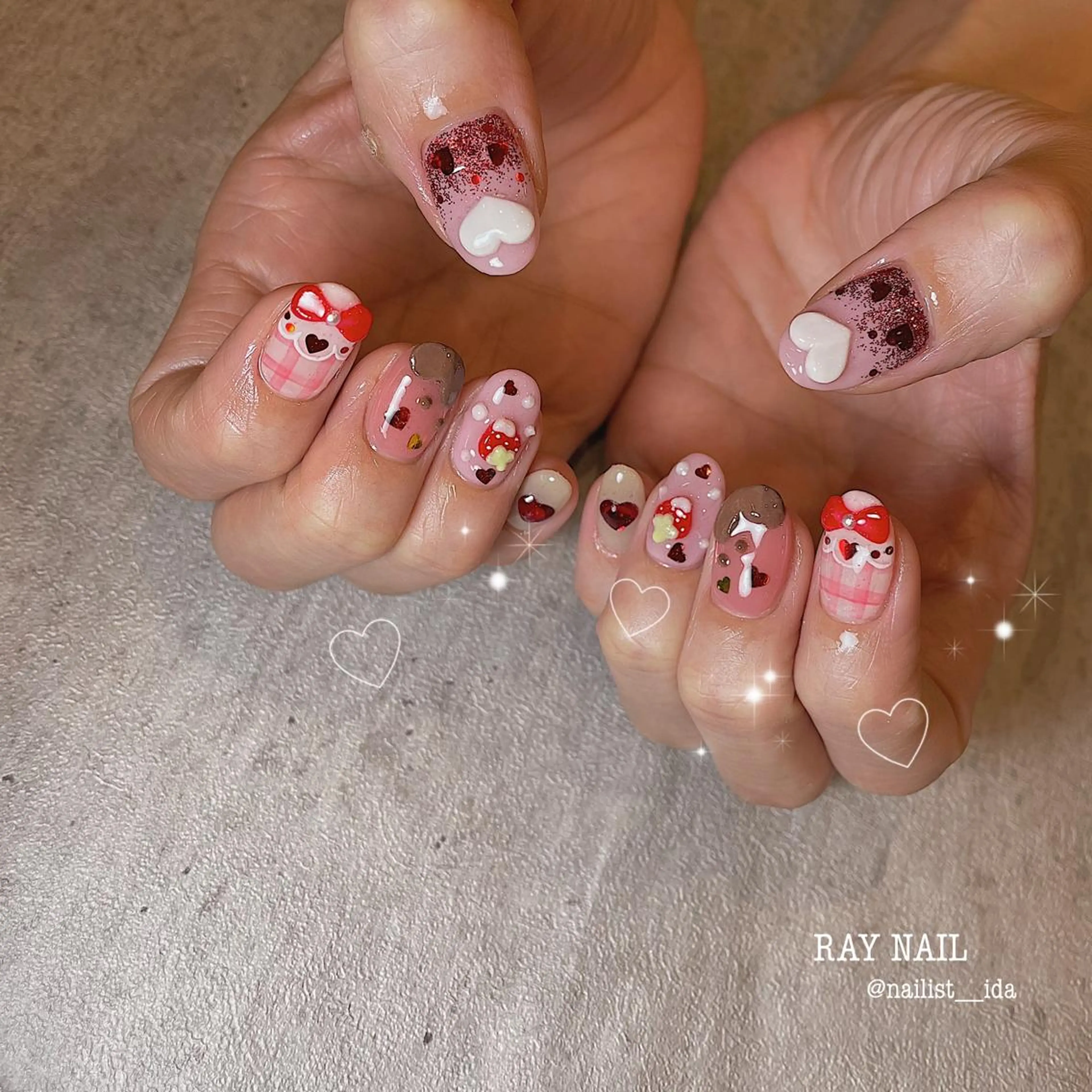 ネイル バレンタイン Arowa 伊田のネイルデザイン