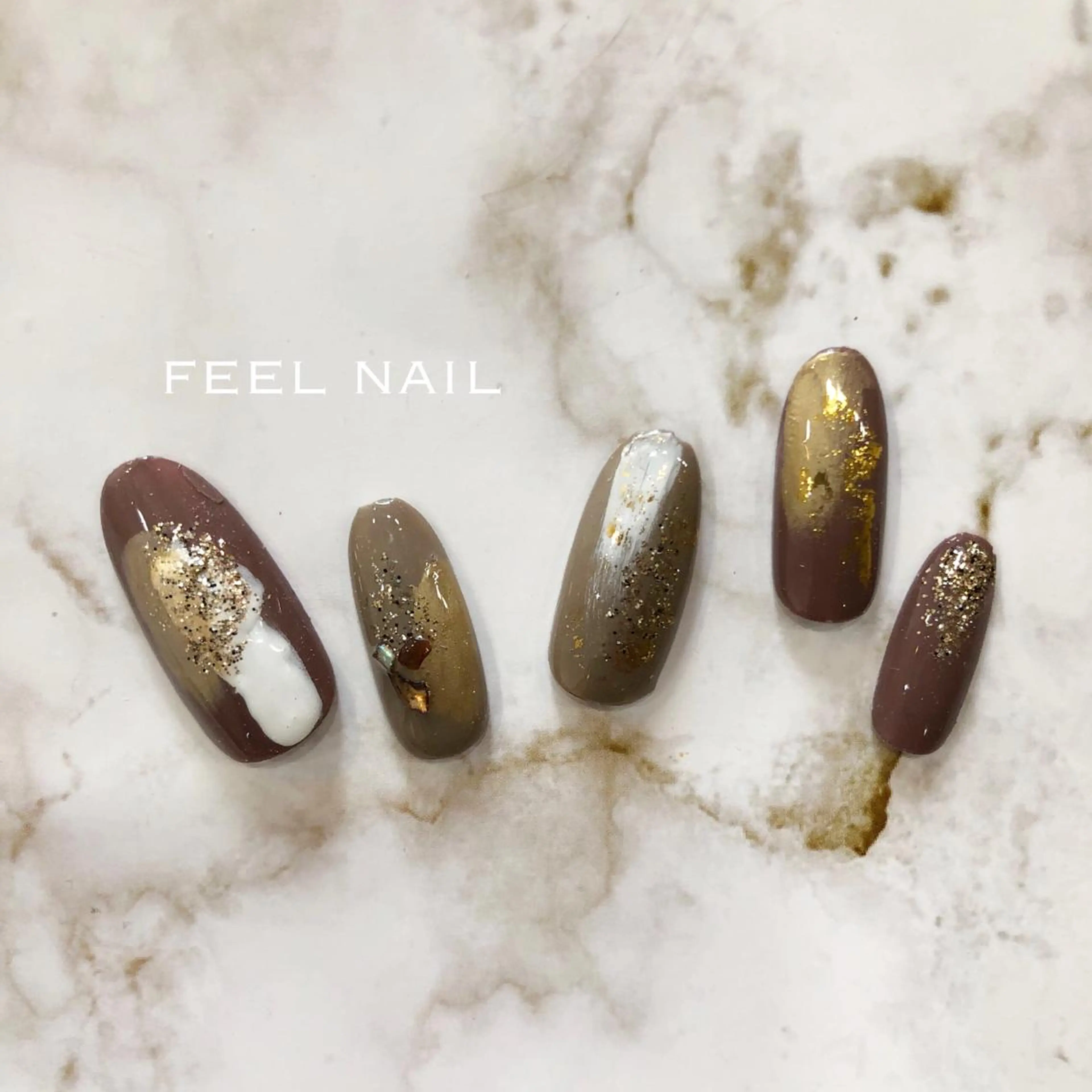 ネイル ブラウン 近藤 あみのネイルデザイン