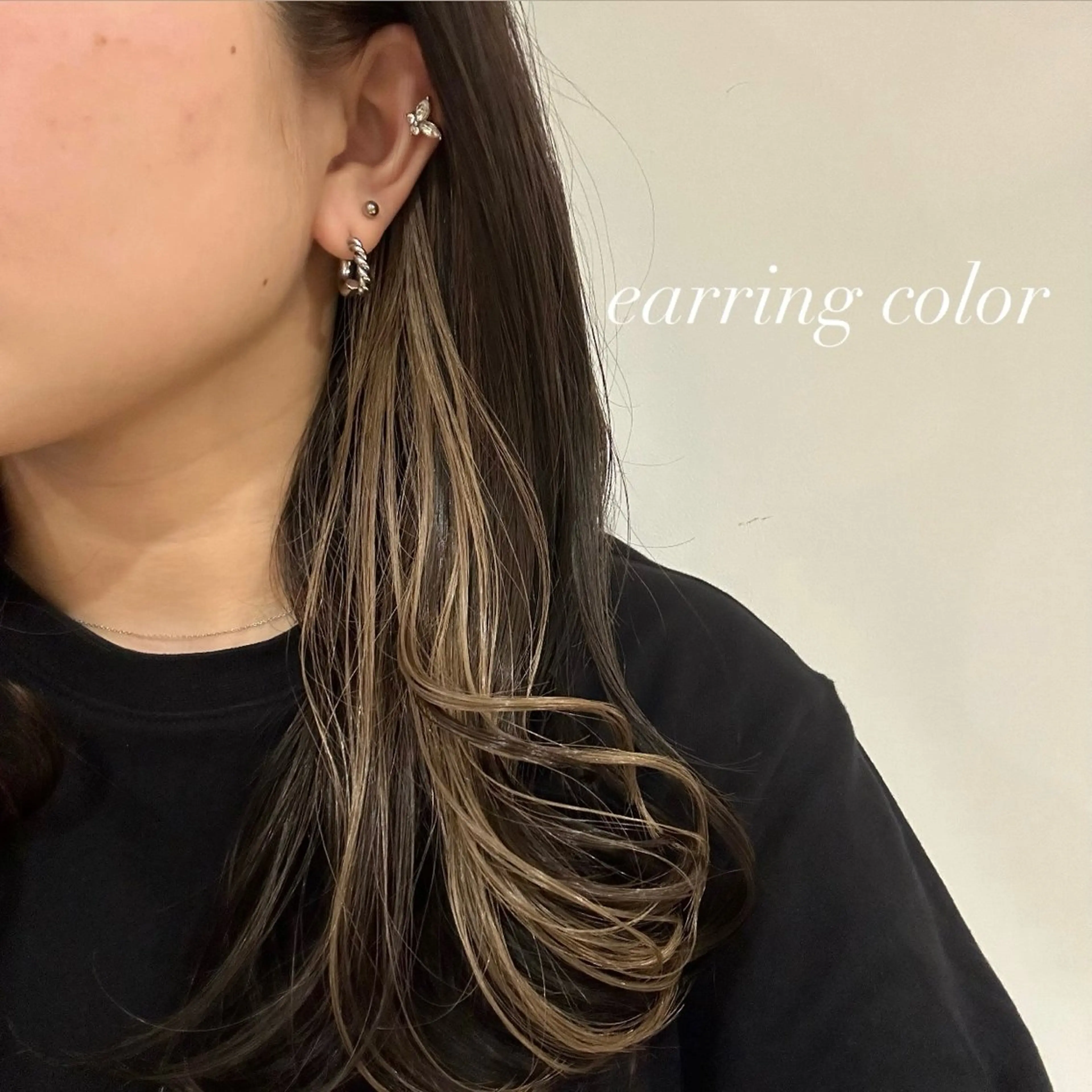 セミロング カラー ブリーチ イヤリングカラー みなみ/韓国ボブ/ 韓国レイヤーのヘアスタイル