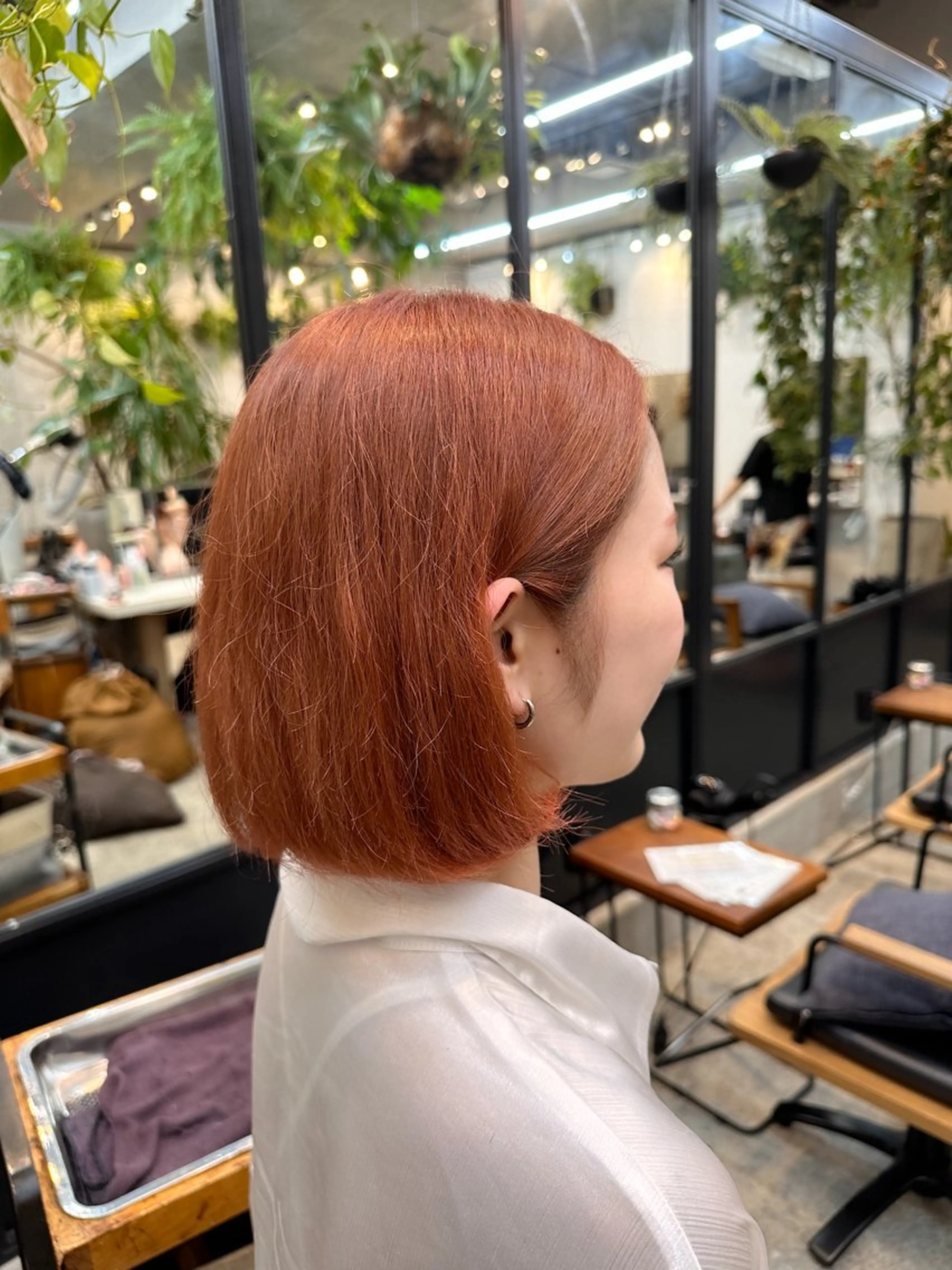 カラー オレンジ オレンジピンク ピンクカラー 川口開世 short cutのヘアスタイル